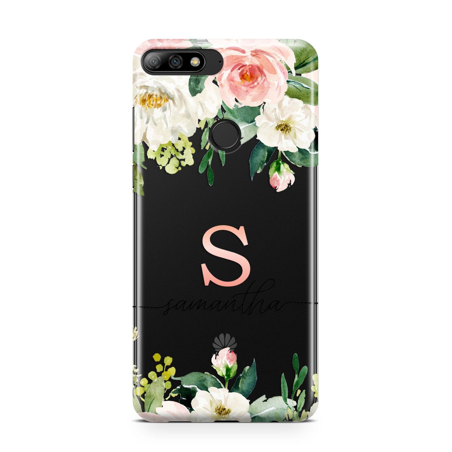 Monogrammed Floral Roses Huawei Y7 2018