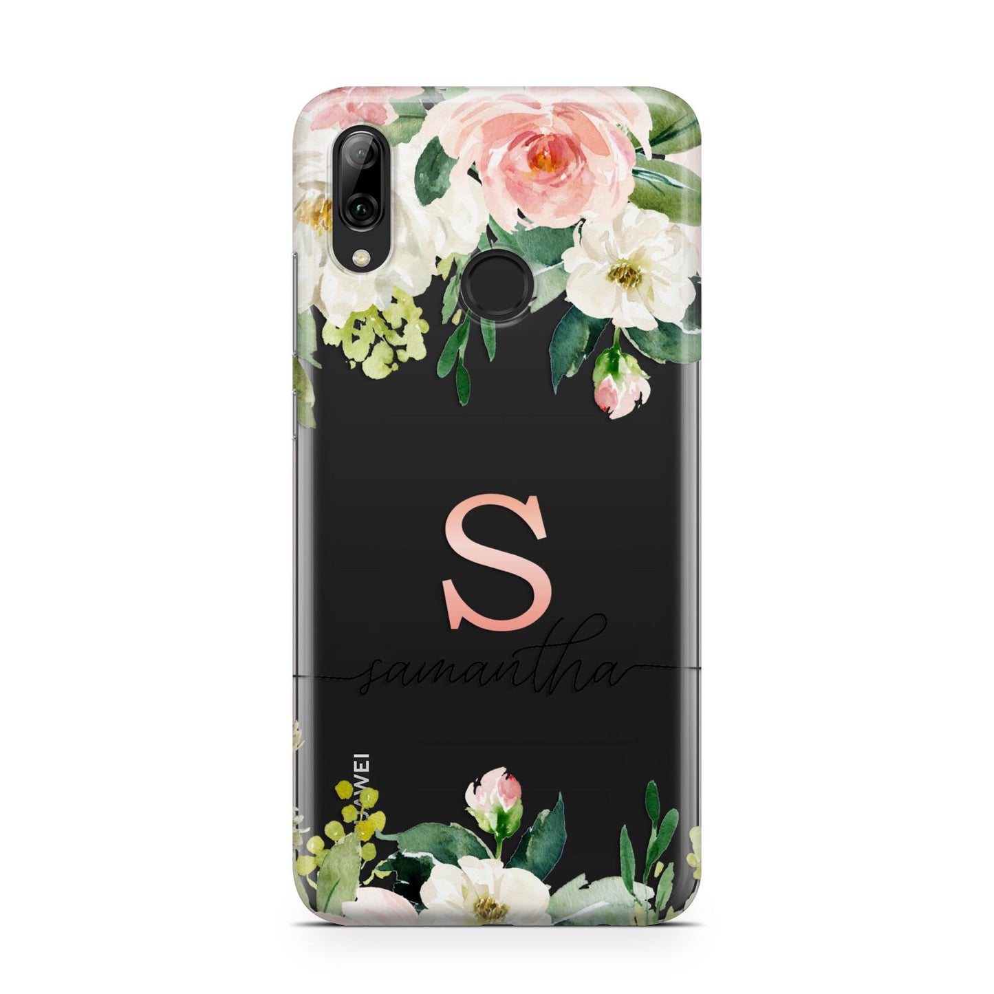 Monogrammed Floral Roses Huawei Y7 2019