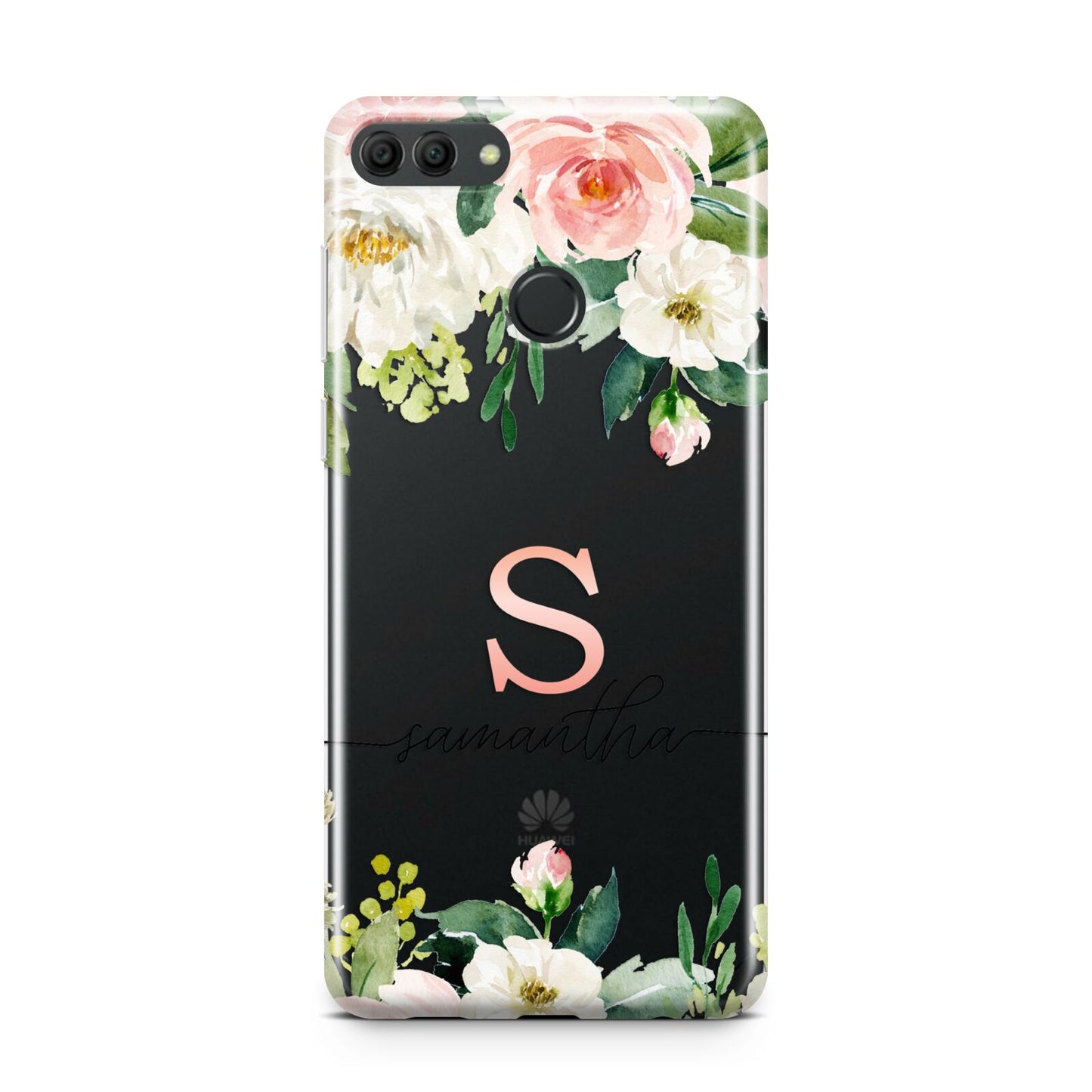 Monogrammed Floral Roses Huawei Y9 2018