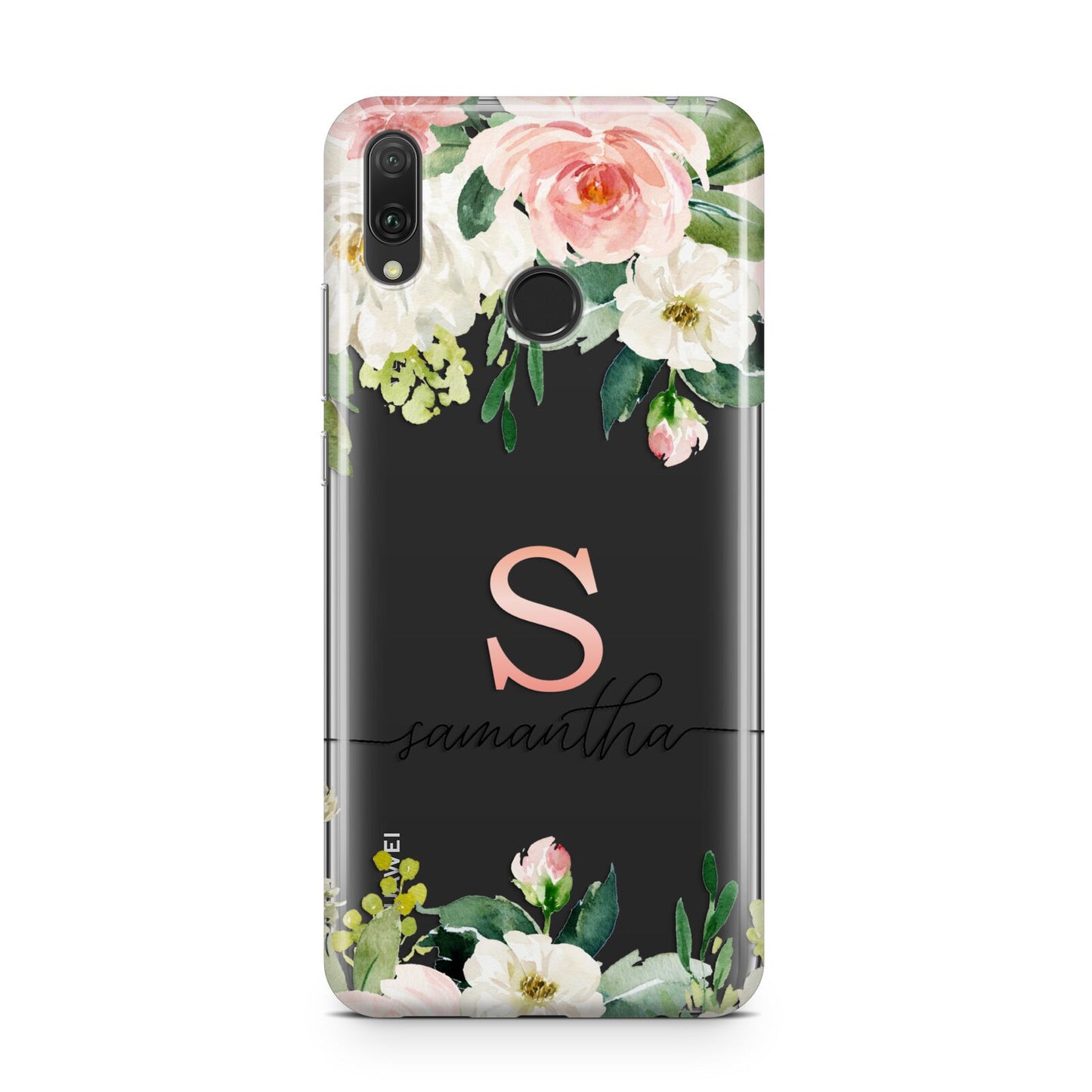 Monogrammed Floral Roses Huawei Y9 2019