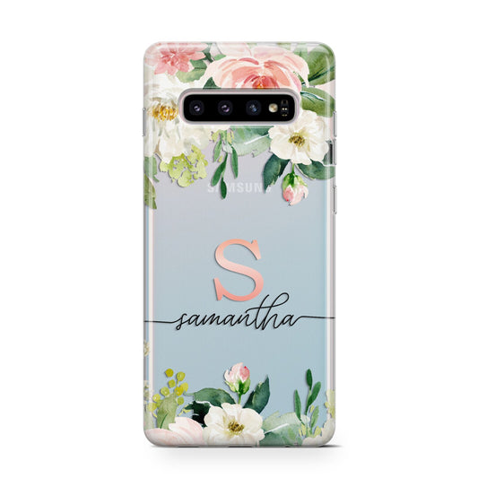 Monogrammed Floral Roses Protective Samsung Galaxy Case