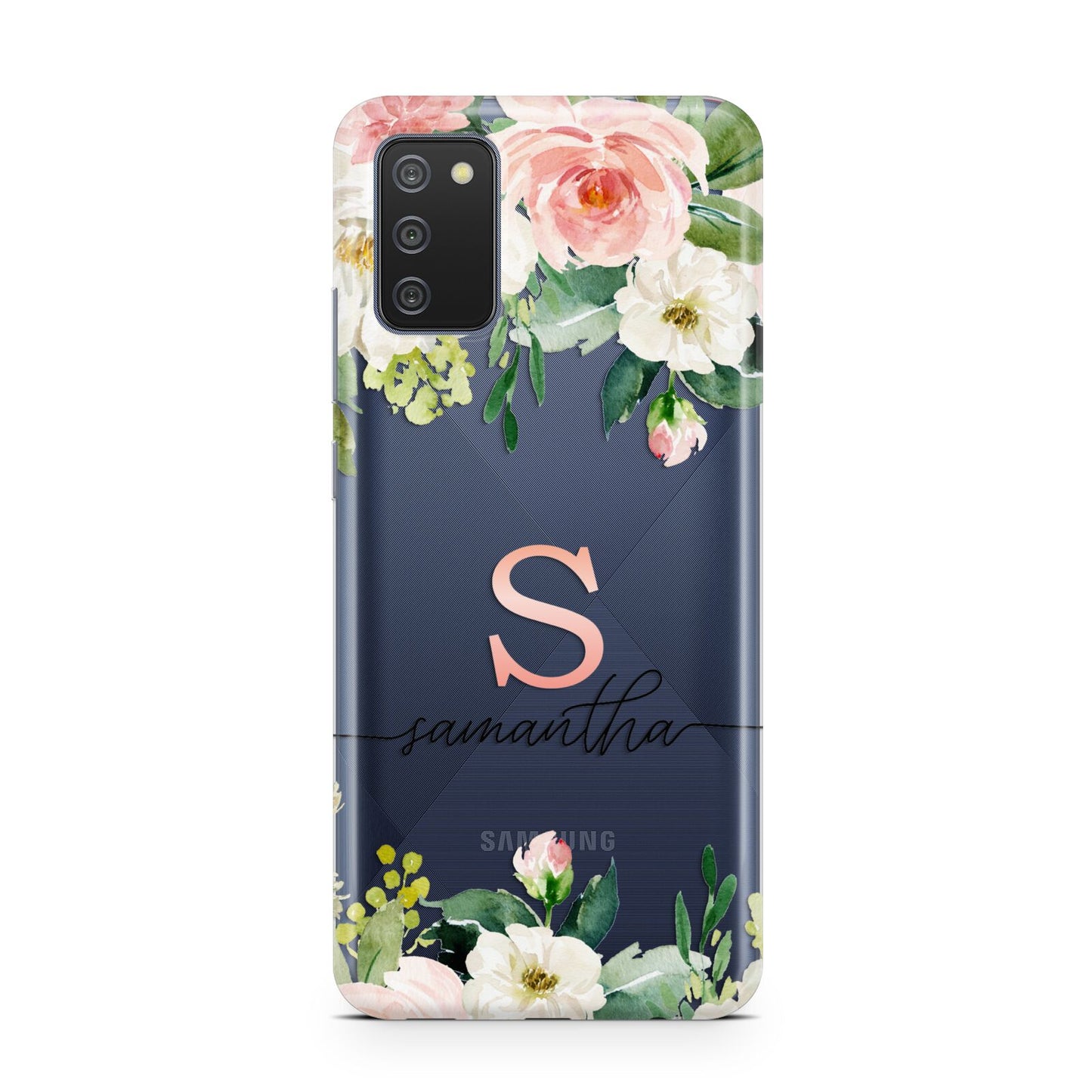 Monogrammed Floral Roses Samsung A02s Case