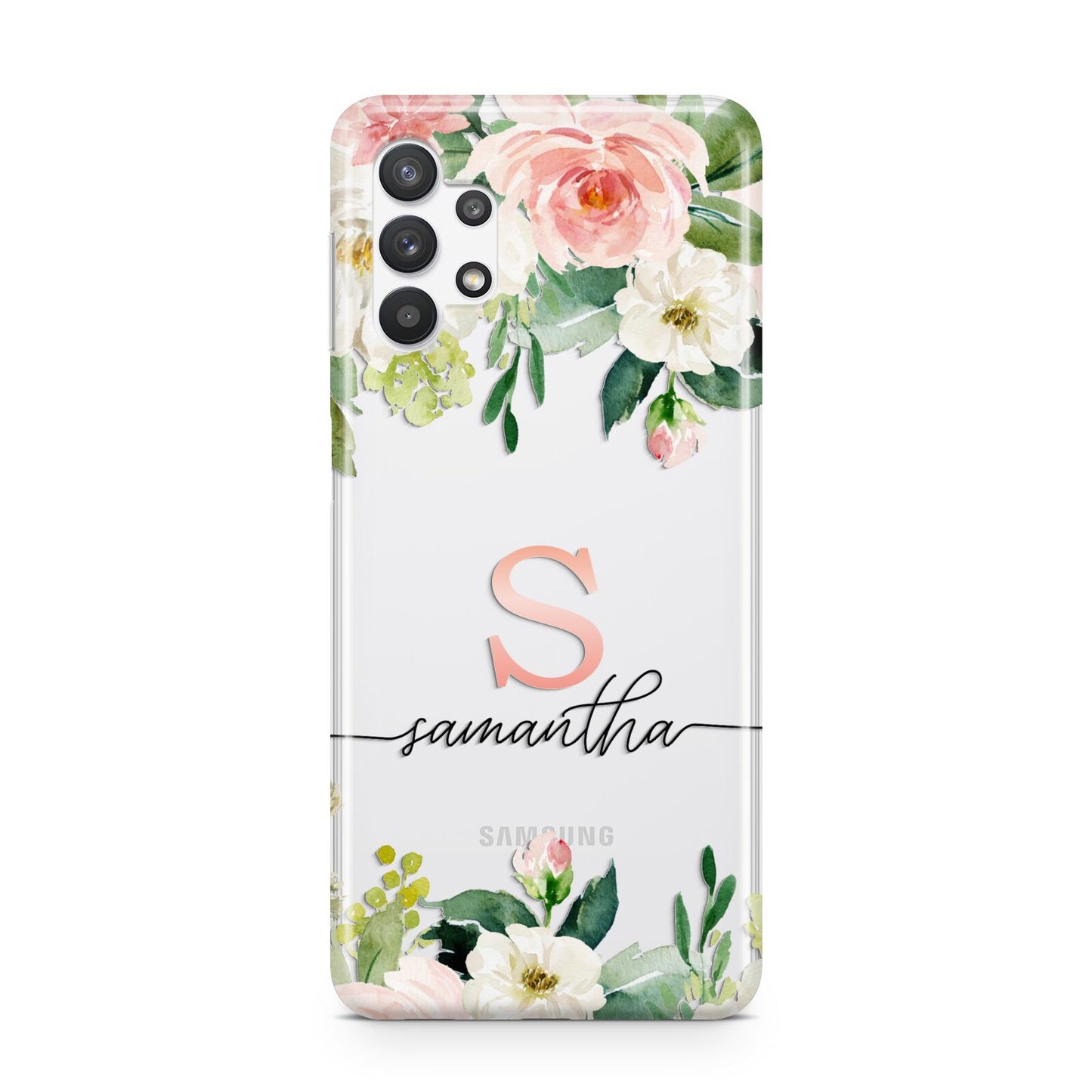 Monogrammed Floral Roses Samsung A32 5G Case