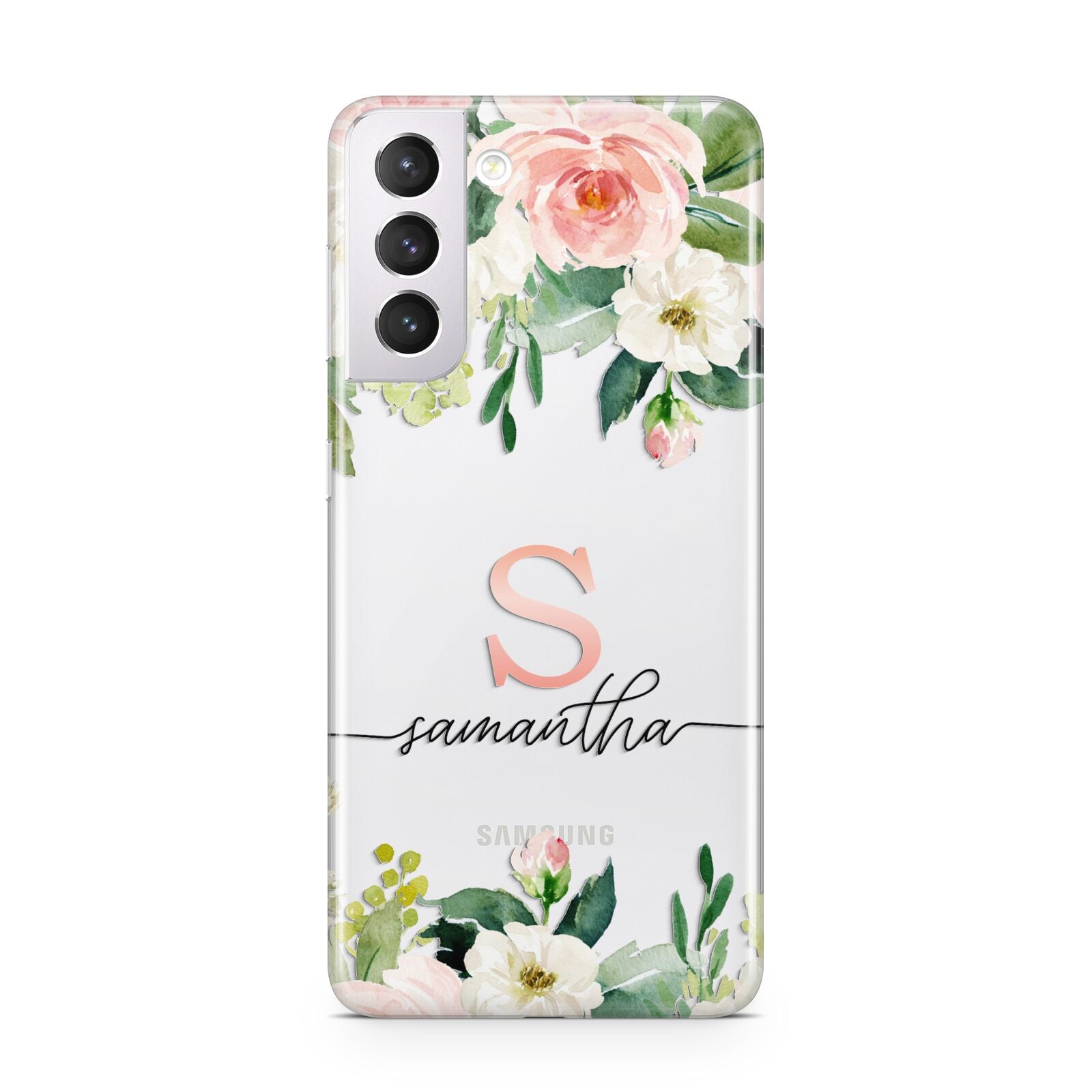 Monogrammed Floral Roses Samsung S21 Case