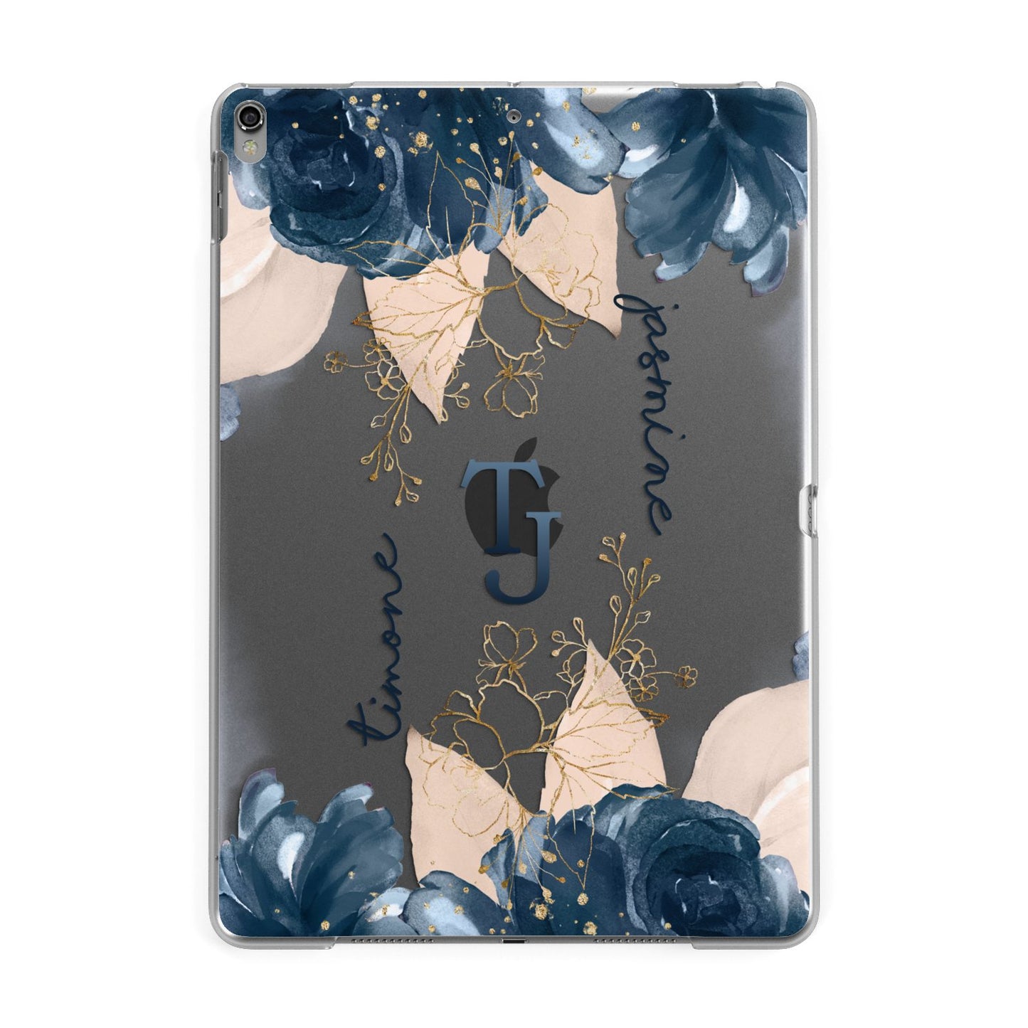 Monogrammed Florals Apple iPad Grey Case