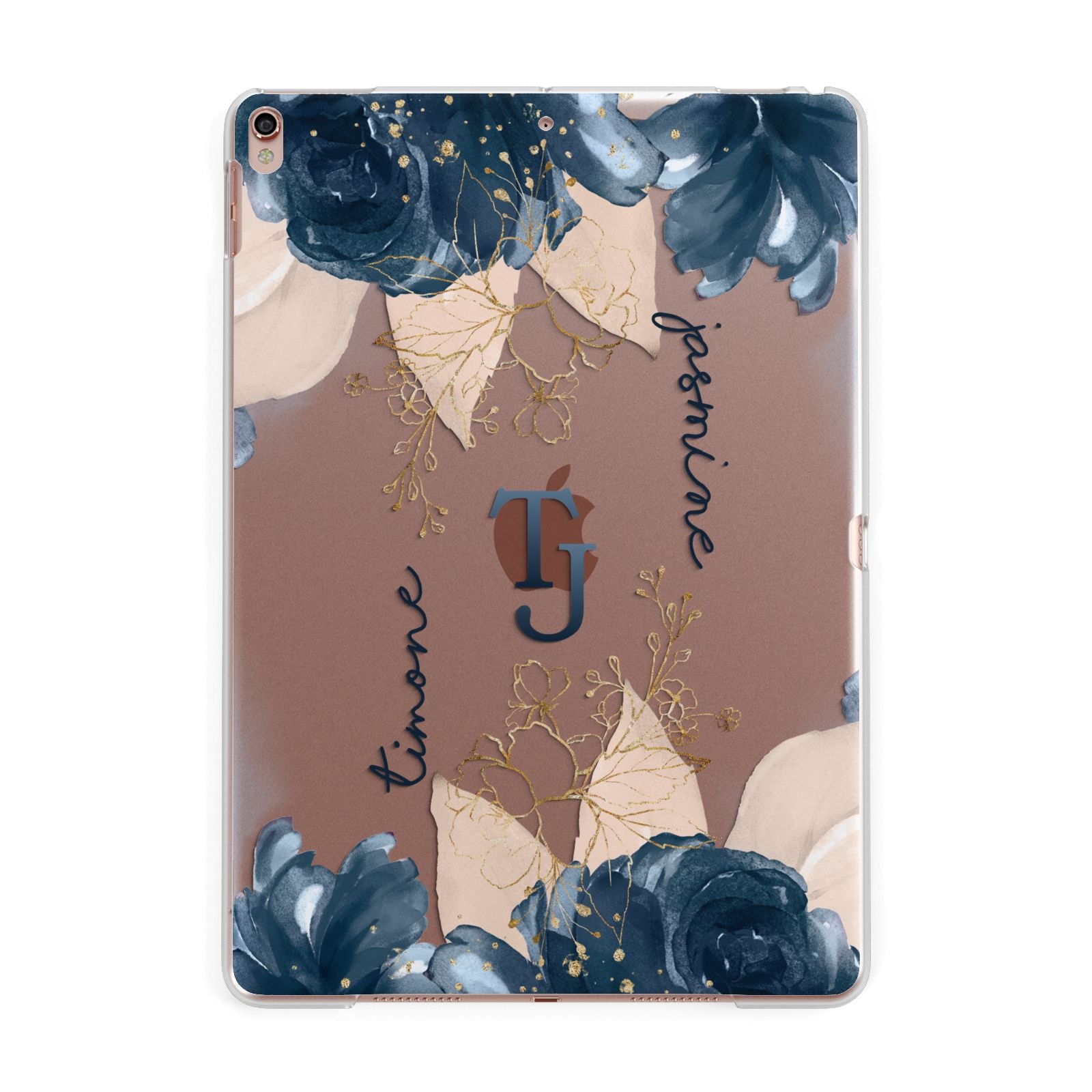 Monogrammed Florals Apple iPad Rose Gold Case