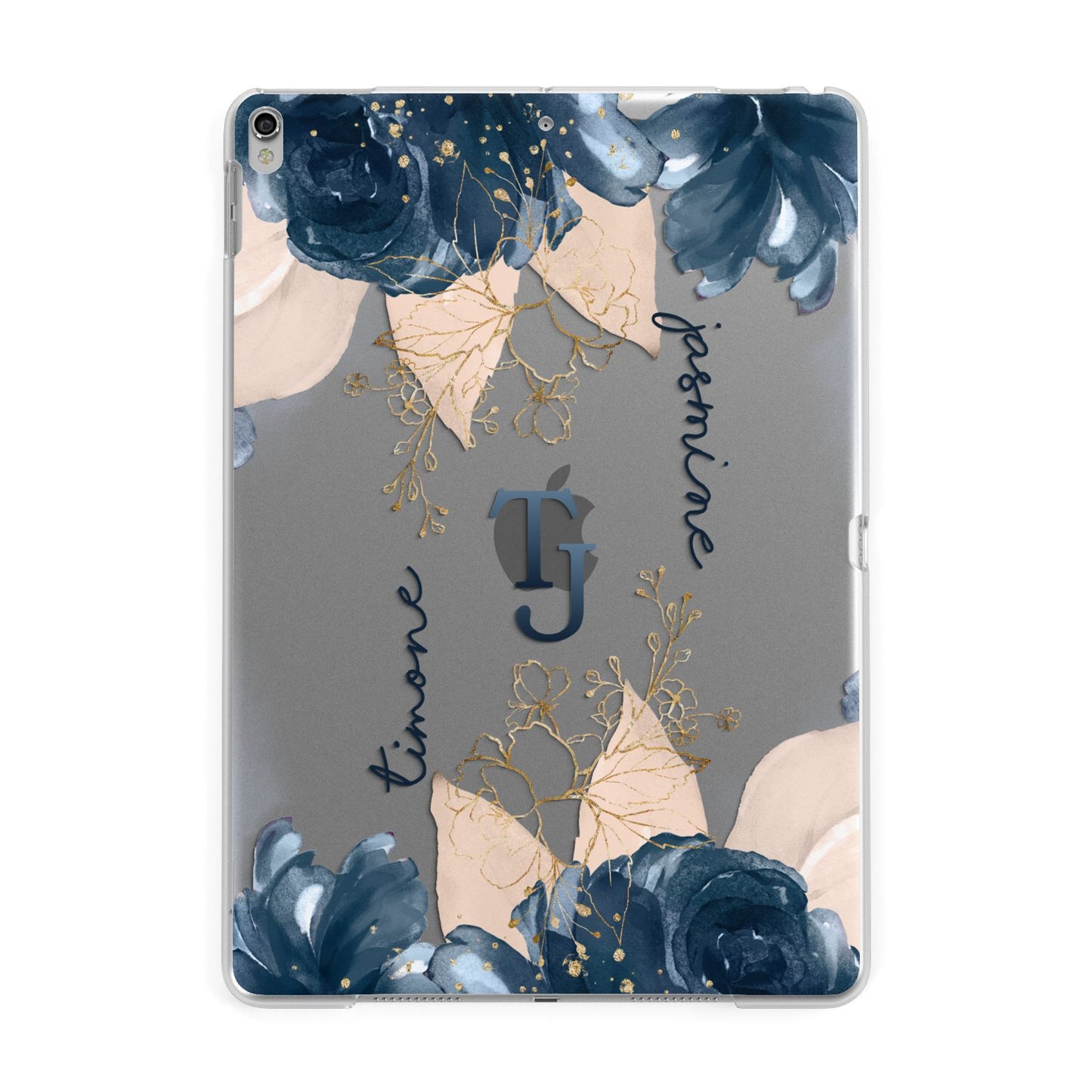 Monogrammed Florals Apple iPad Silver Case