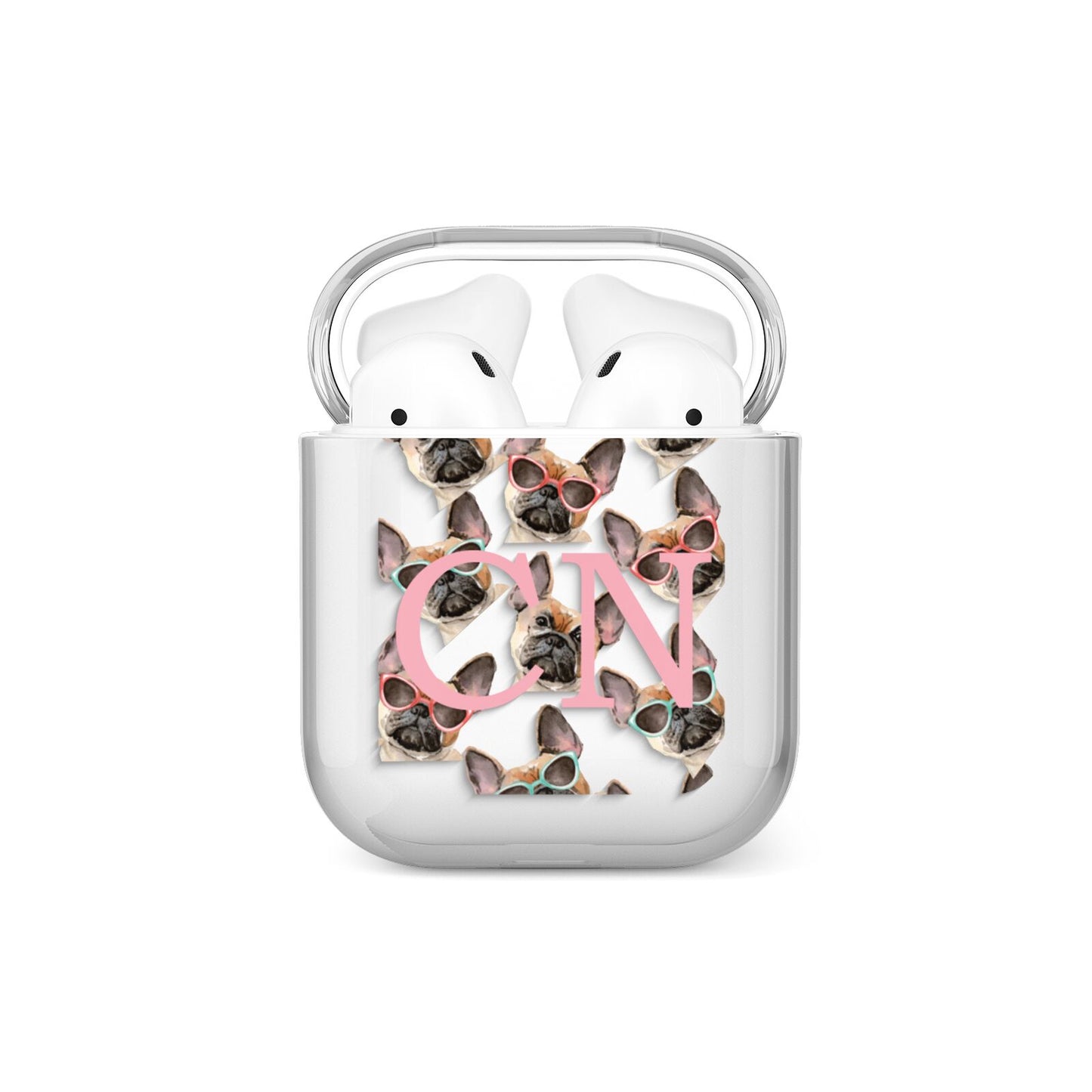 Monogrammed French Bulldog AirPods Case