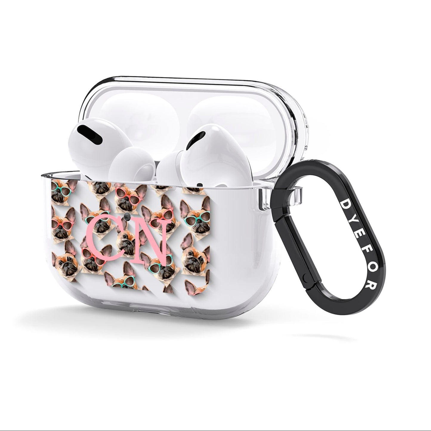 Monogrammed French Bulldog AirPods Clear Case 3rd Gen Side Image