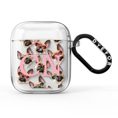 Monogrammed French Bulldog AirPods Clear Case