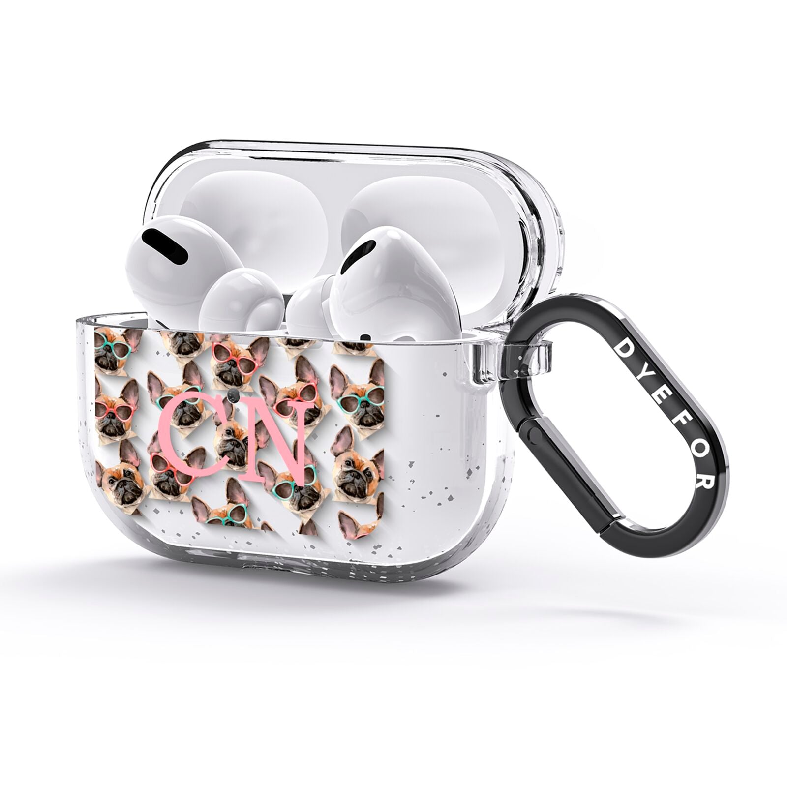 Monogrammed French Bulldog AirPods Glitter Case 3rd Gen Side Image