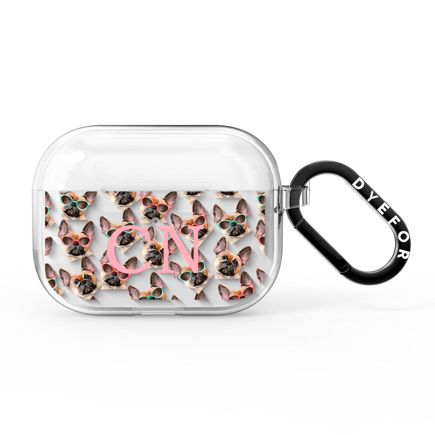 Monogrammed French Bulldog AirPods Pro Clear Case