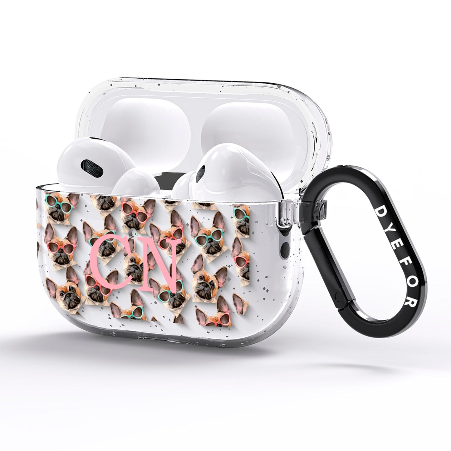 Monogrammed French Bulldog AirPods Pro Glitter Case Side Image