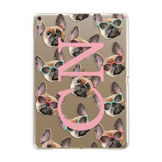 Monogrammed French Bulldog Apple iPad Gold Case