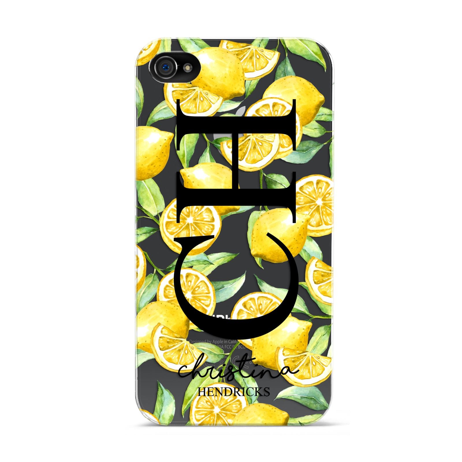 Monogrammed Lemon Fruit Apple iPhone 4s Case