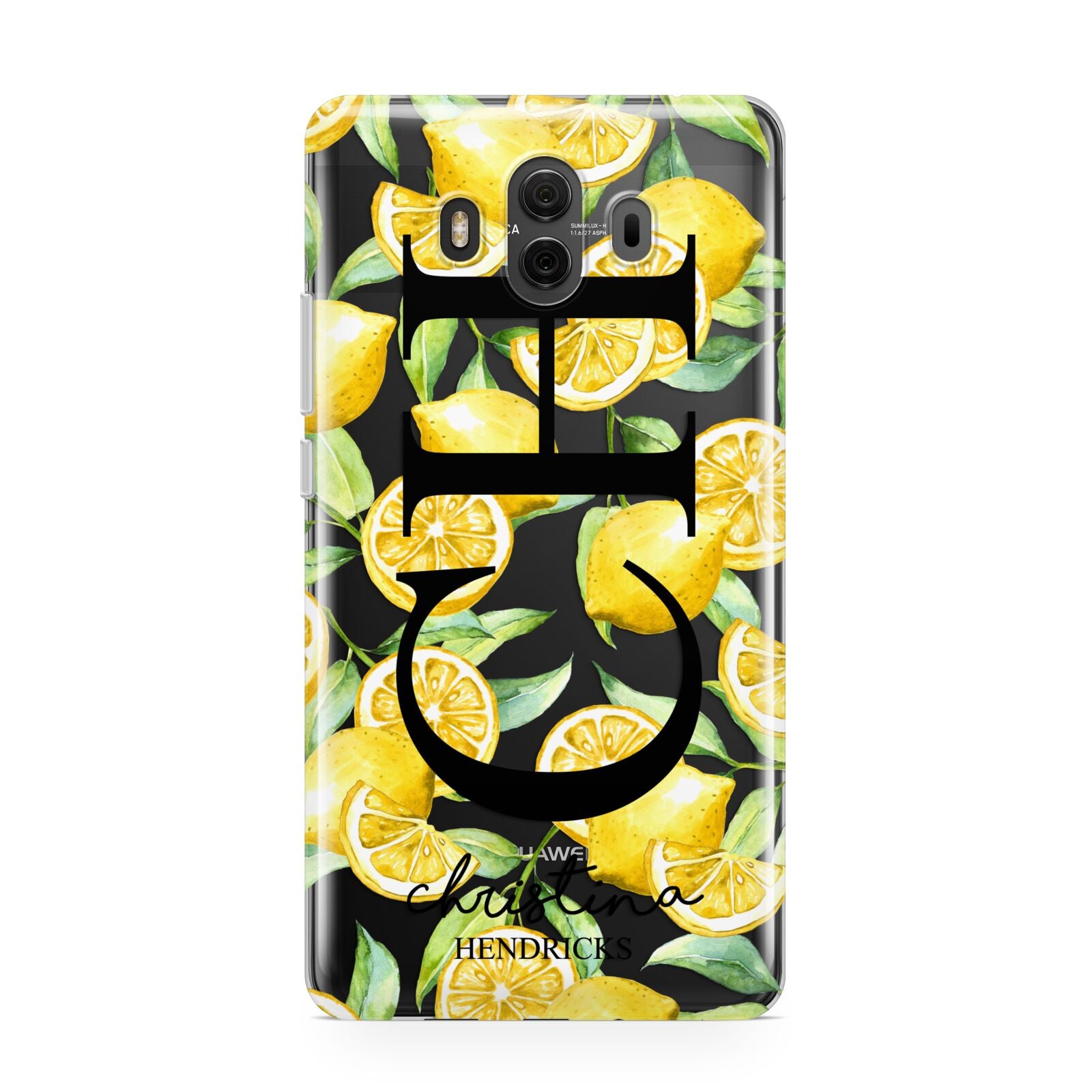 Monogrammed Lemon Fruit Huawei Mate 10 Protective Phone Case