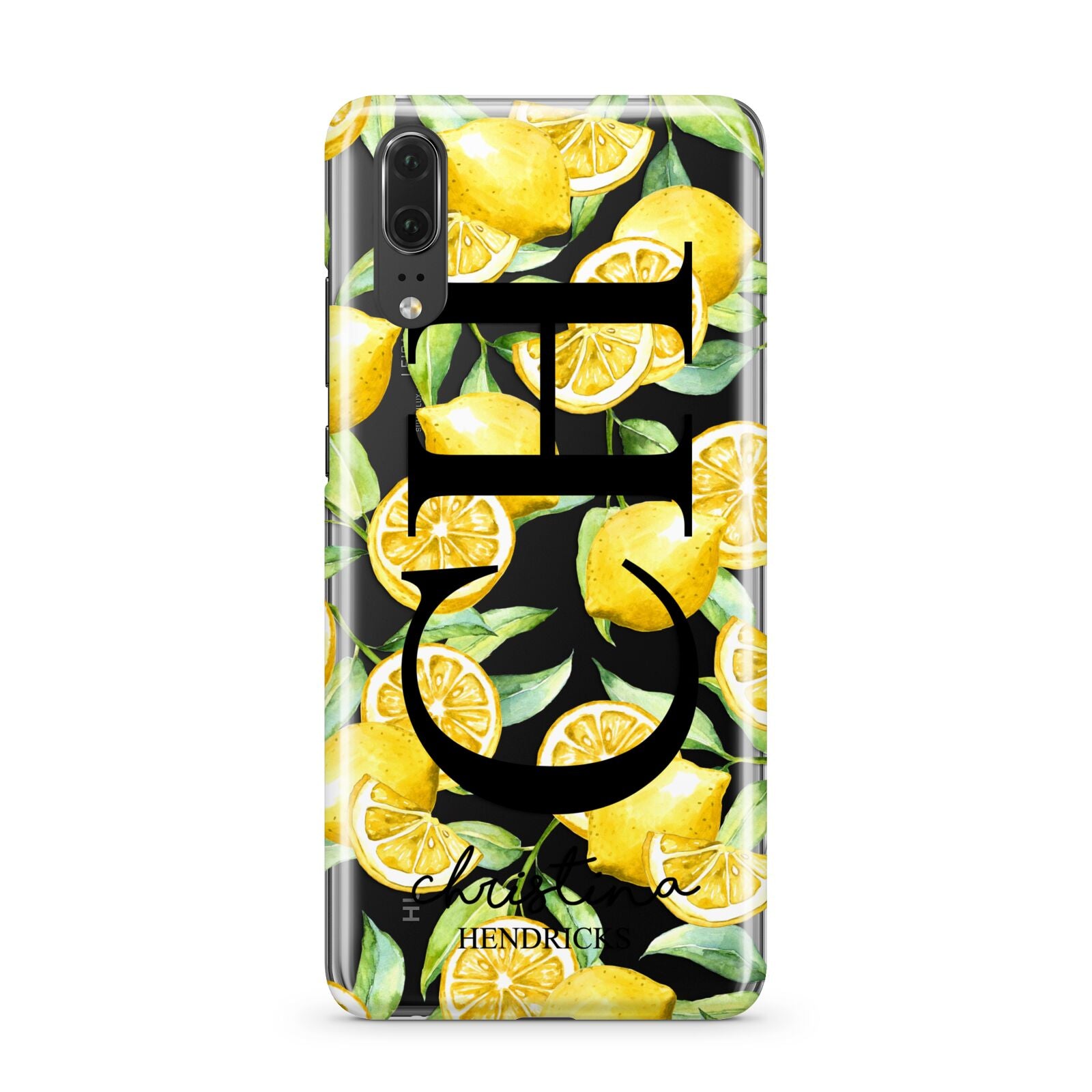 Monogrammed Lemon Fruit Huawei P20 Phone Case