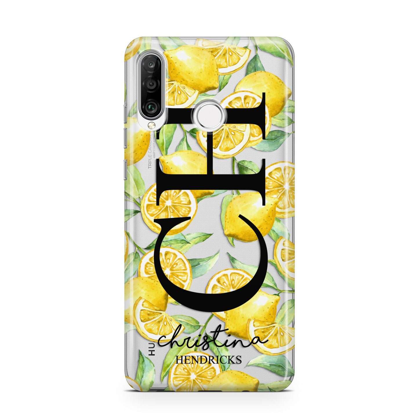 Monogrammed Lemon Fruit Huawei P30 Lite Phone Case