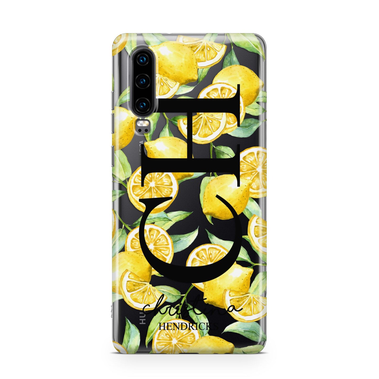 Monogrammed Lemon Fruit Huawei P30 Phone Case