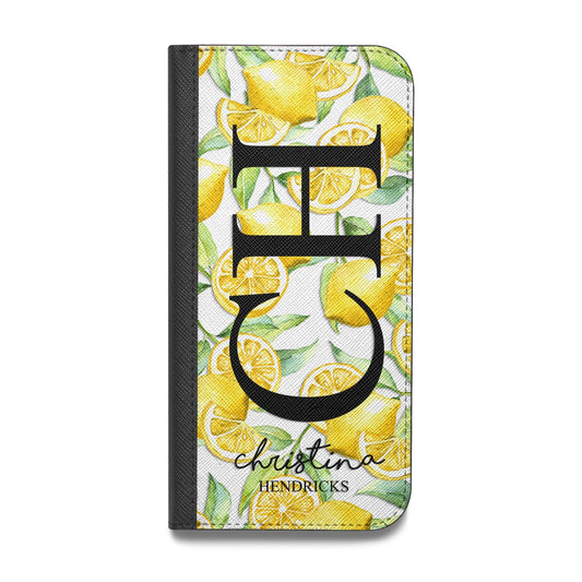 Monogrammed Lemon Fruit Vegan Leather Flip iPhone Case