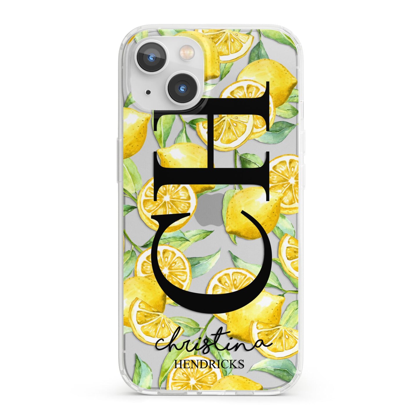 Monogrammed Lemon Fruit iPhone 13 Clear Bumper Case