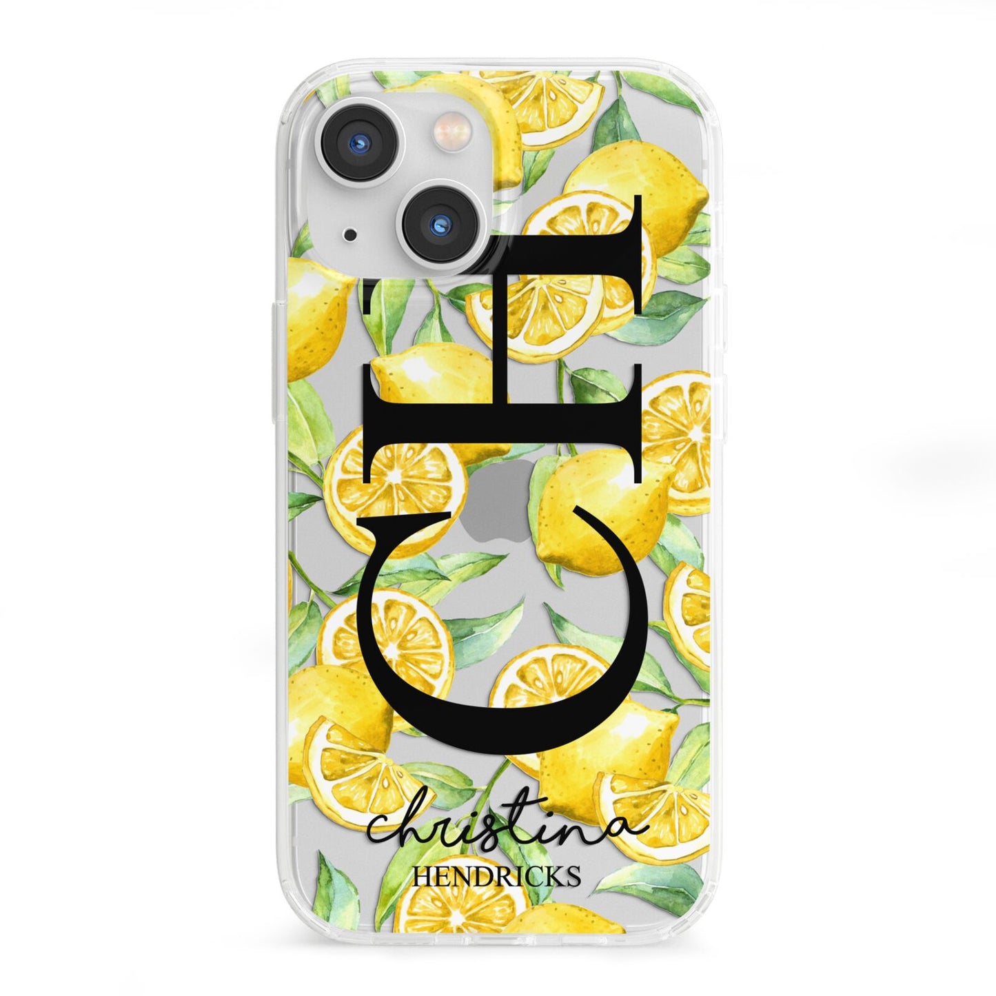 Monogrammed Lemon Fruit iPhone 13 Mini Clear Bumper Case