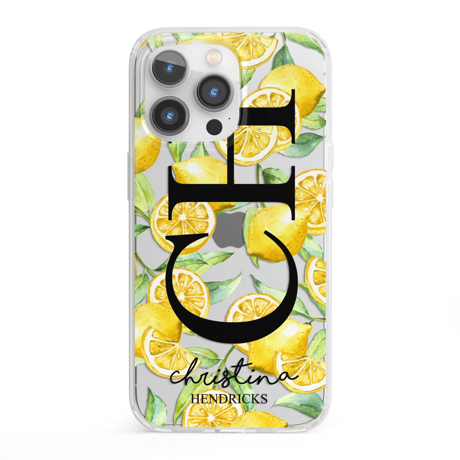 Monogrammed Lemon Fruit iPhone 13 Pro Clear Bumper Case