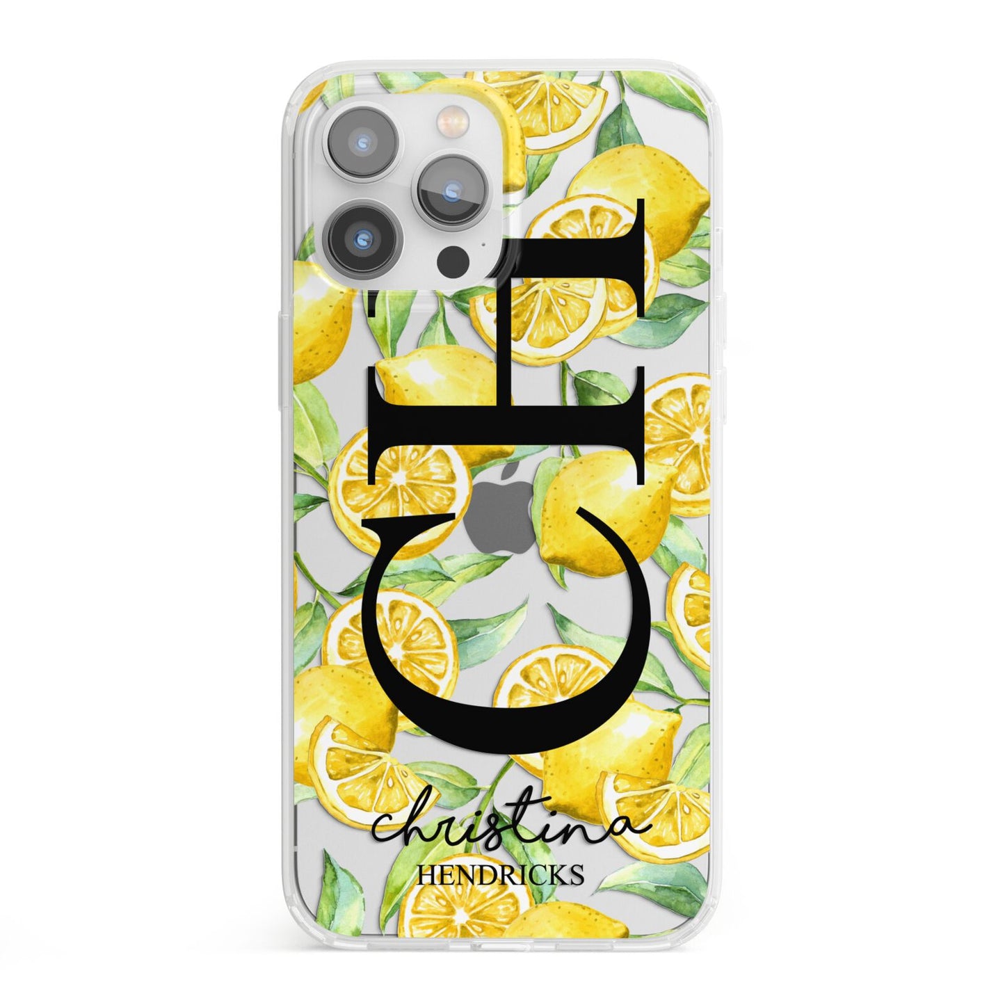 Monogrammed Lemon Fruit iPhone 13 Pro Max Clear Bumper Case