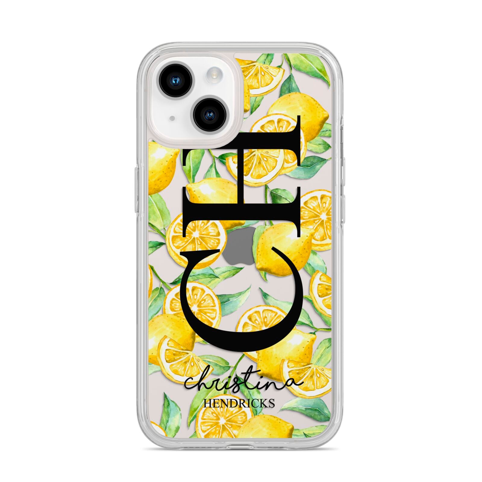 Monogrammed Lemon Fruit iPhone 14 Clear Tough Case Starlight