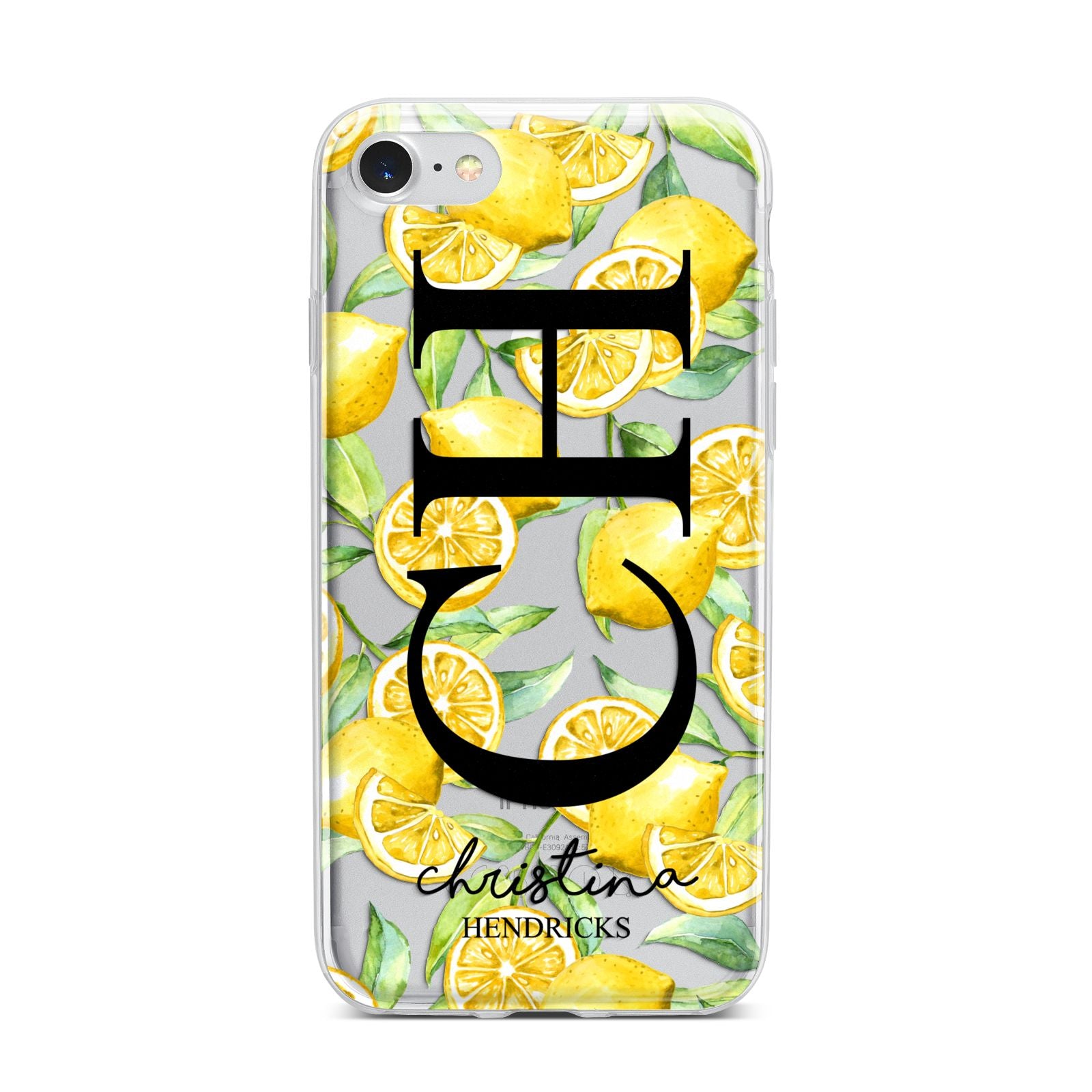 Monogrammed Lemon Fruit iPhone 7 Bumper Case on Silver iPhone