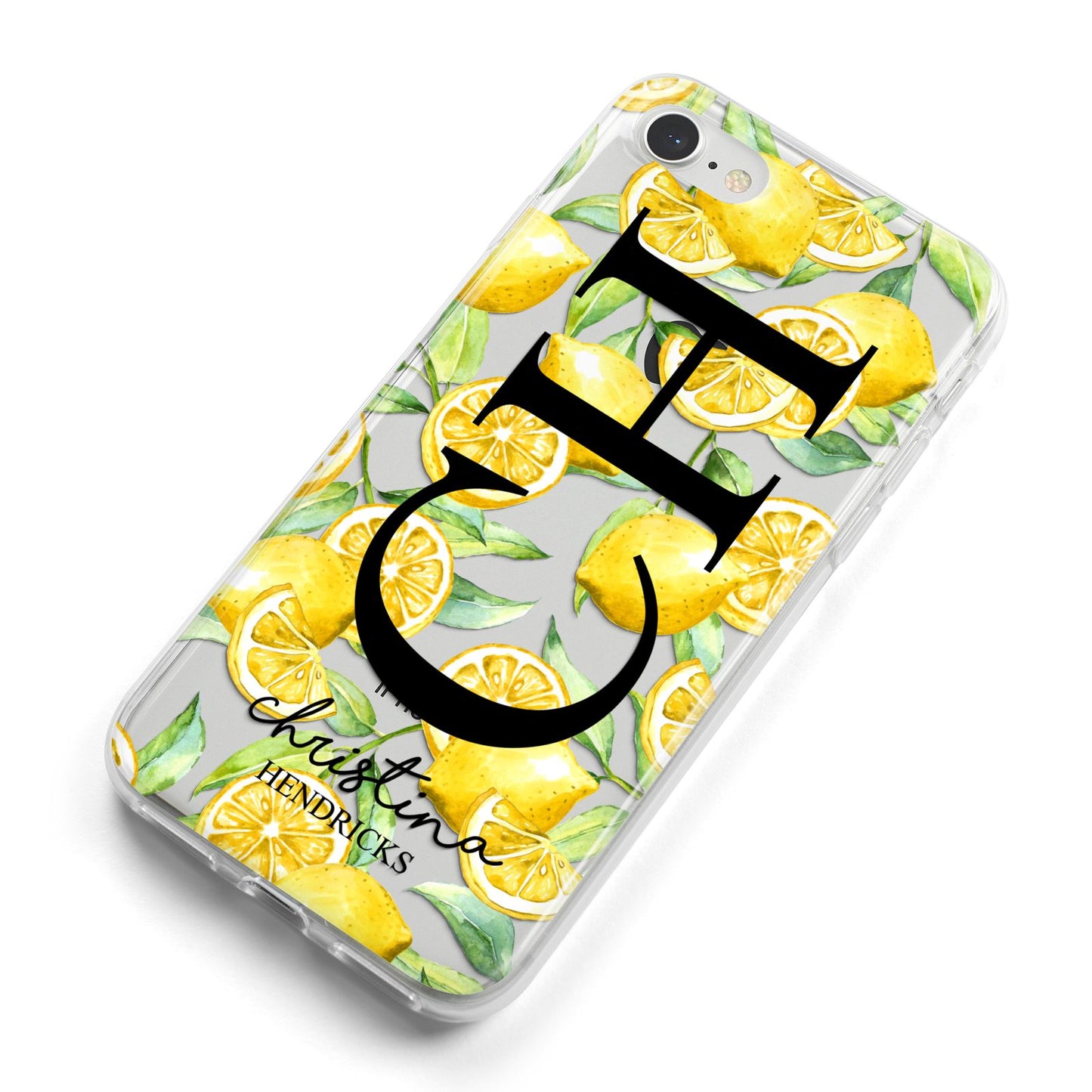 Monogrammed Lemon Fruit iPhone 8 Bumper Case on Silver iPhone Alternative Image