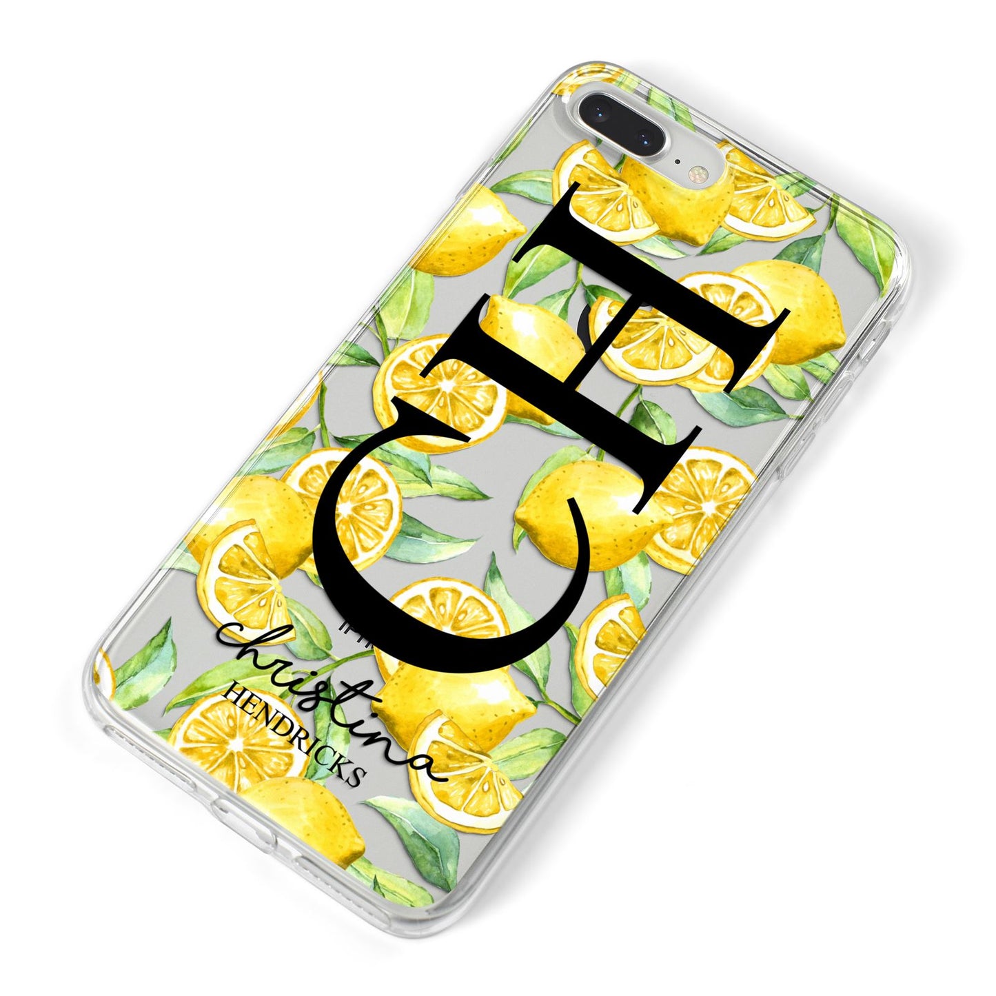 Monogrammed Lemon Fruit iPhone 8 Plus Bumper Case on Silver iPhone Alternative Image