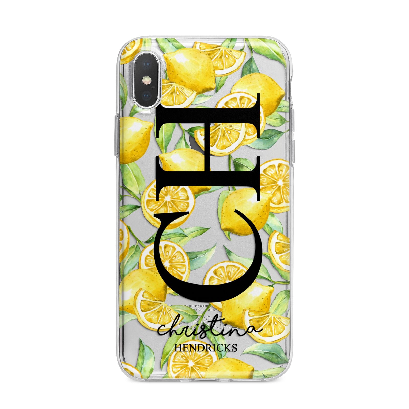 Monogrammed Lemon Fruit iPhone X Bumper Case on Silver iPhone Alternative Image 1