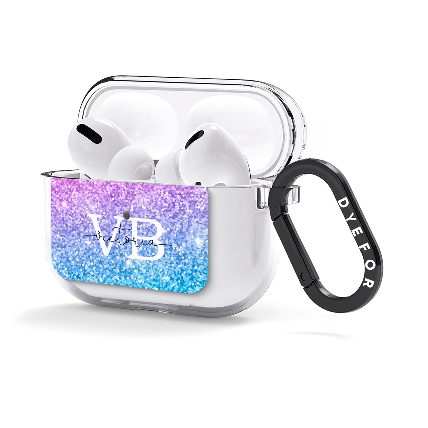 Monogrammed Multi Colour Glitter Name AirPods Clear Case 3rd Gen Side Image