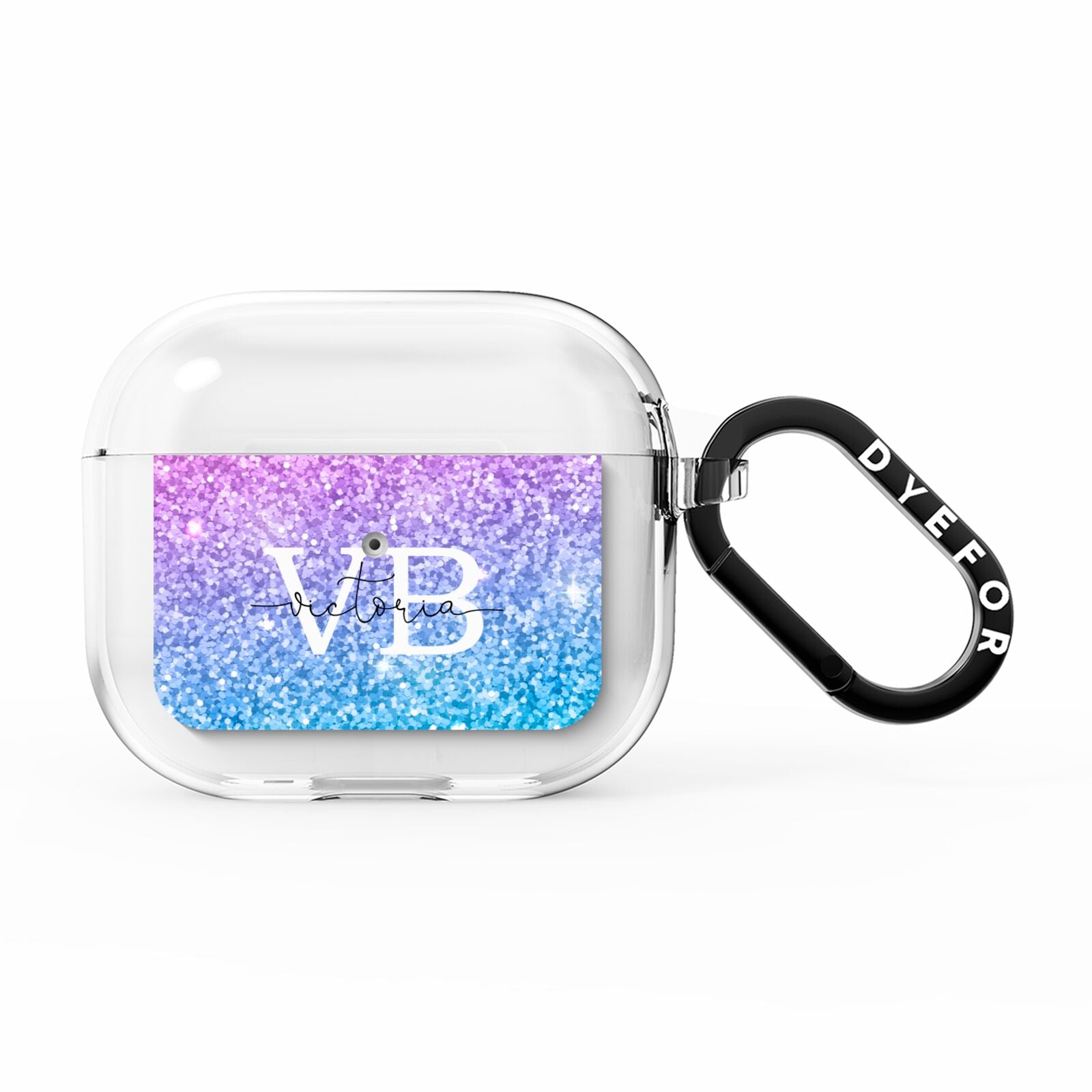 Monogrammed Multi Colour Glitter Name AirPods Clear Case 3rd Gen