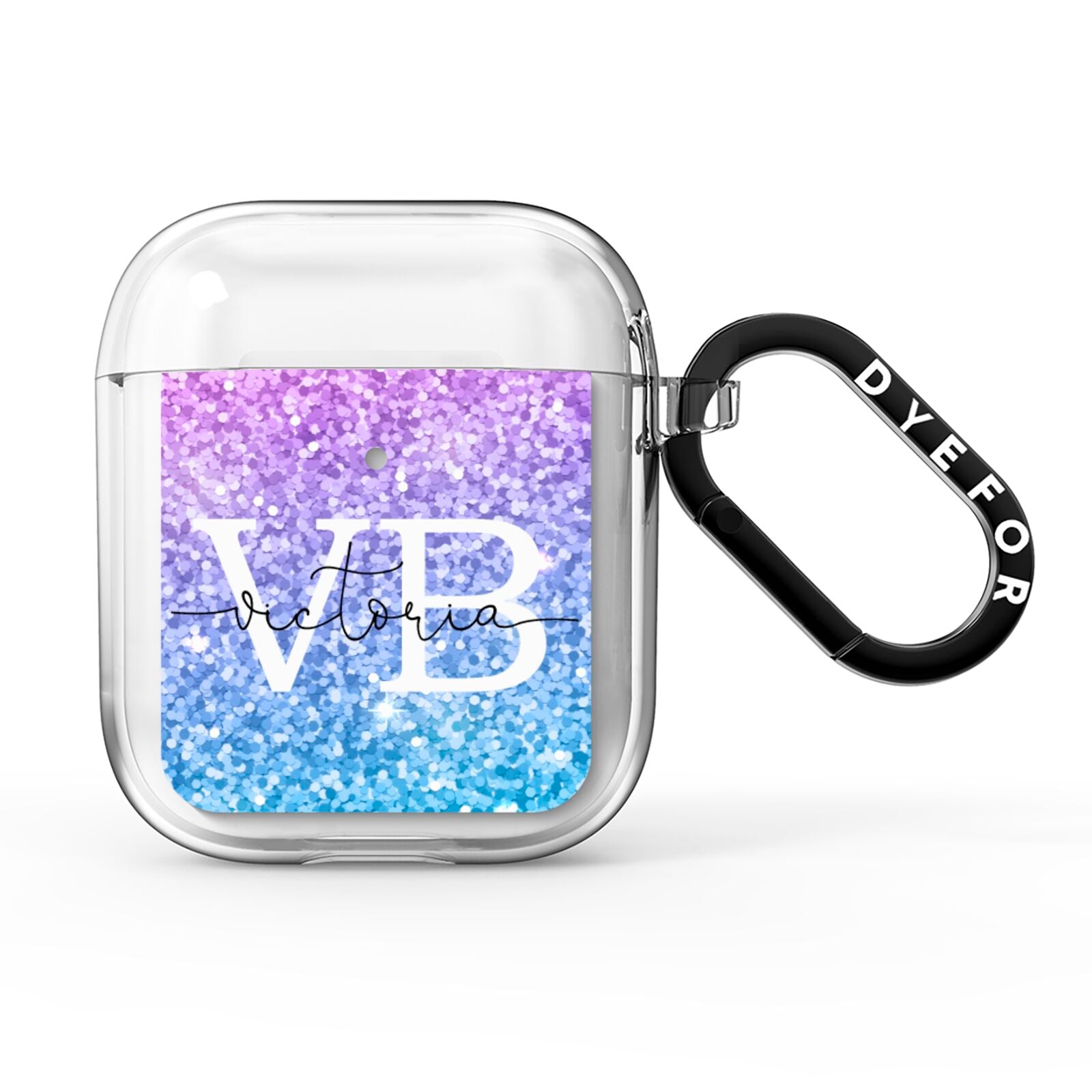 Monogrammed Multi Colour Glitter Name AirPods Clear Case