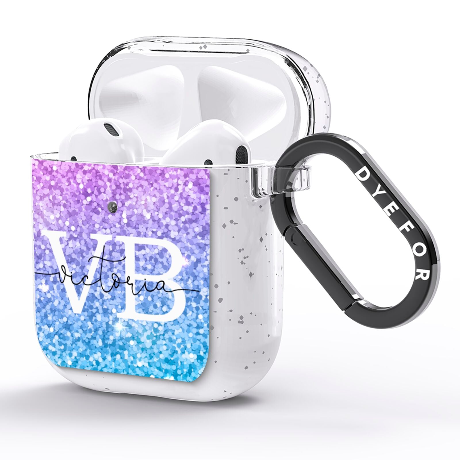 Monogrammed Multi Colour Glitter Name AirPods Glitter Case Side Image