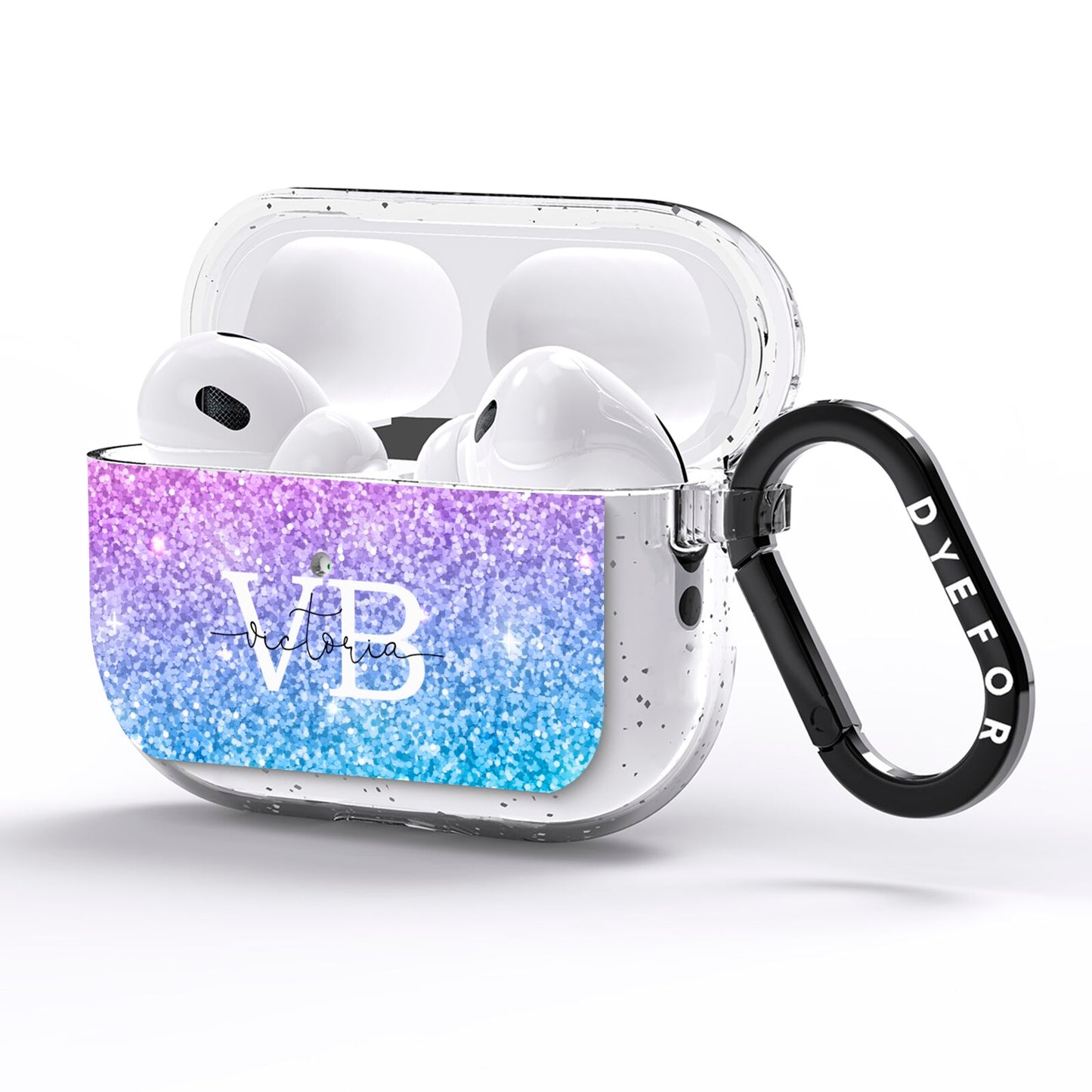 Monogrammed Multi Colour Glitter Name AirPods Pro Glitter Case Side Image