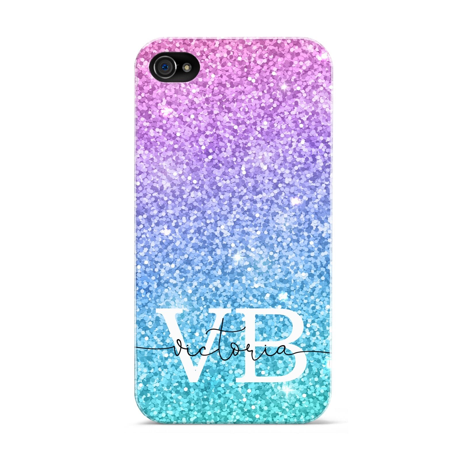 Monogrammed Multi Colour Glitter Name Apple iPhone 4s Case