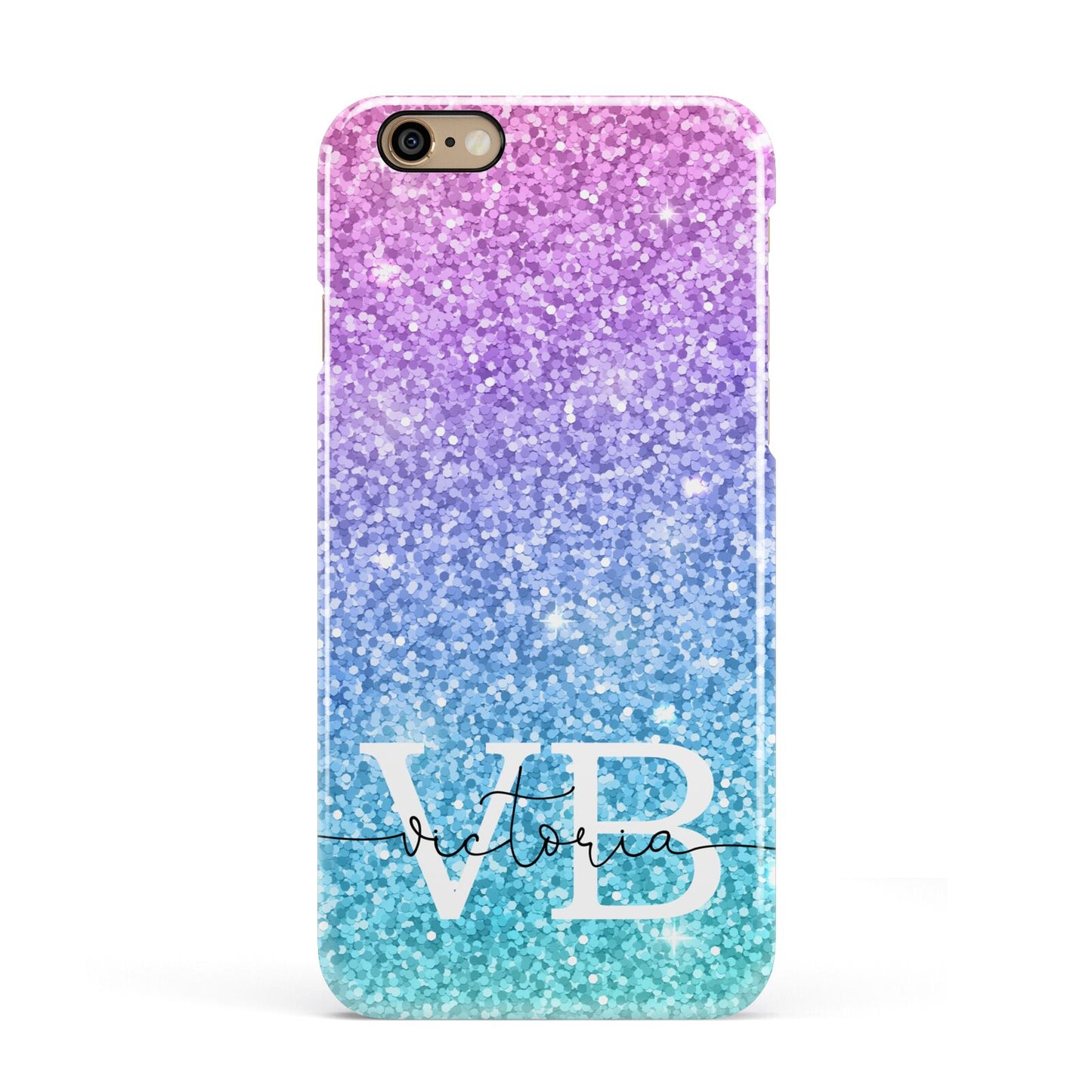 Monogrammed Multi Colour Glitter Name Apple iPhone 6 3D Snap Case