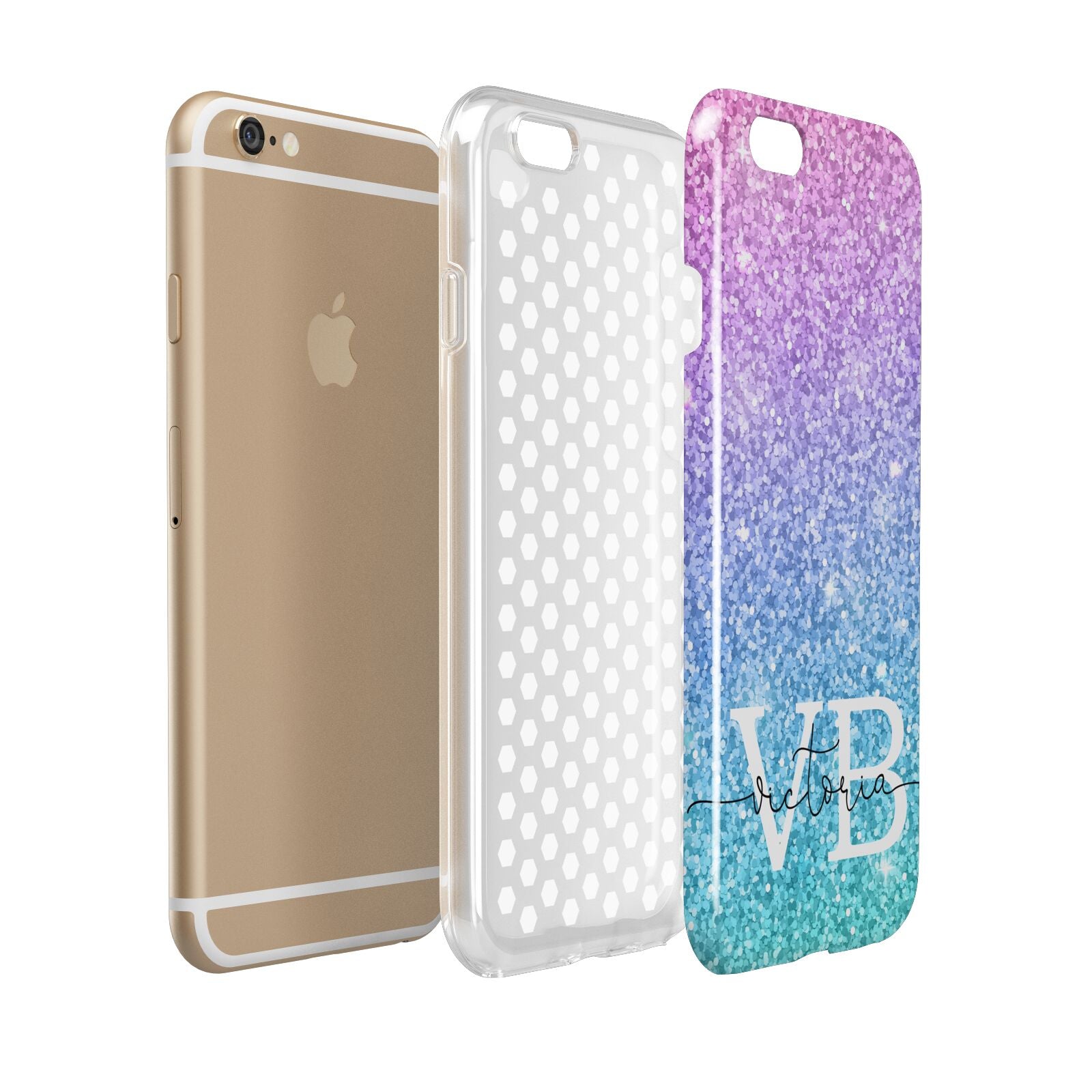 Monogrammed Multi Colour Glitter Name Apple iPhone 6 3D Tough Case Expanded view