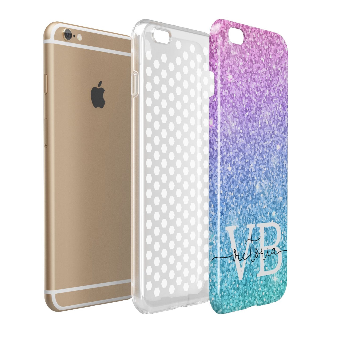 Monogrammed Multi Colour Glitter Name Apple iPhone 6 Plus 3D Tough Case Expand Detail Image