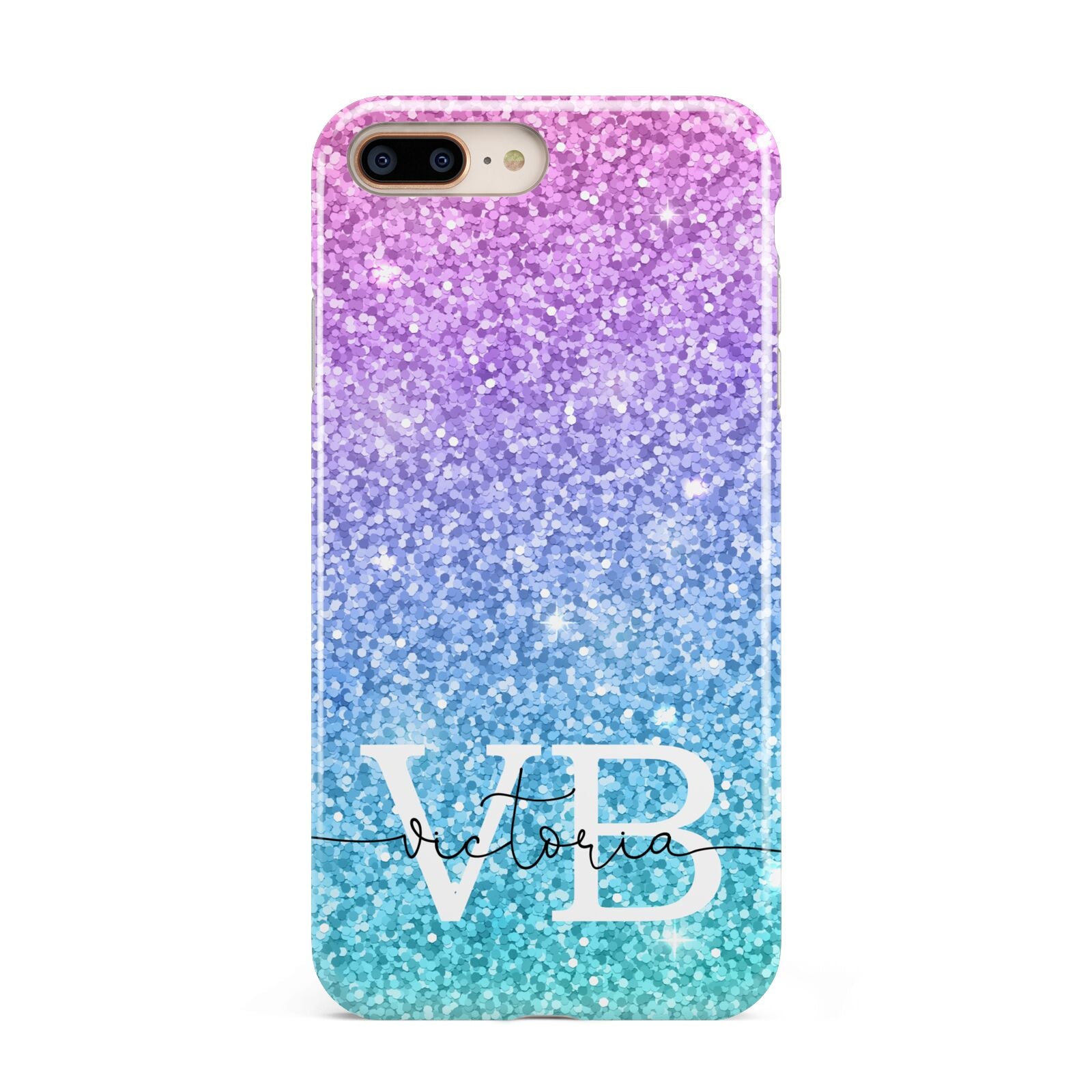 Monogrammed Multi Colour Glitter Name Apple iPhone 7 8 Plus 3D Tough Case