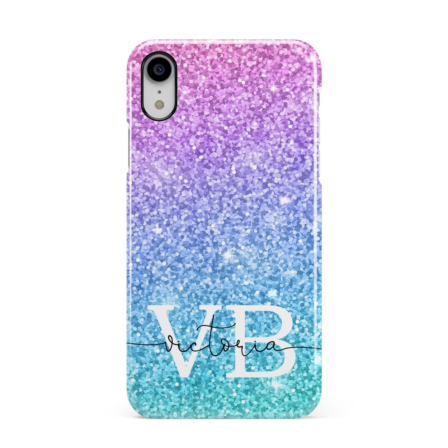 Monogrammed Multi Colour Glitter Name Apple iPhone XR White 3D Snap Case