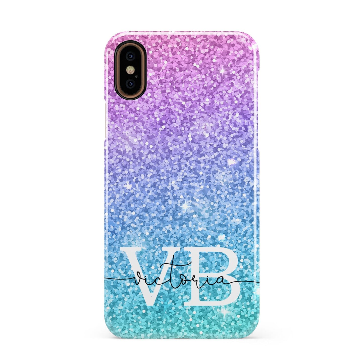 Monogrammed Multi Colour Glitter Name Apple iPhone XS 3D Snap Case