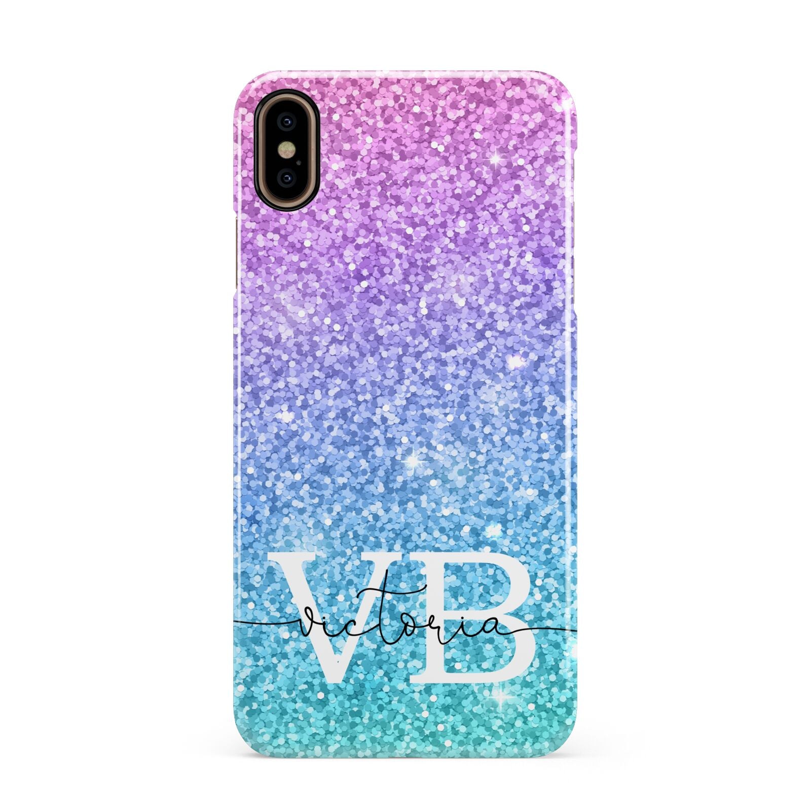 Monogrammed Multi Colour Glitter Name Apple iPhone Xs Max 3D Snap Case