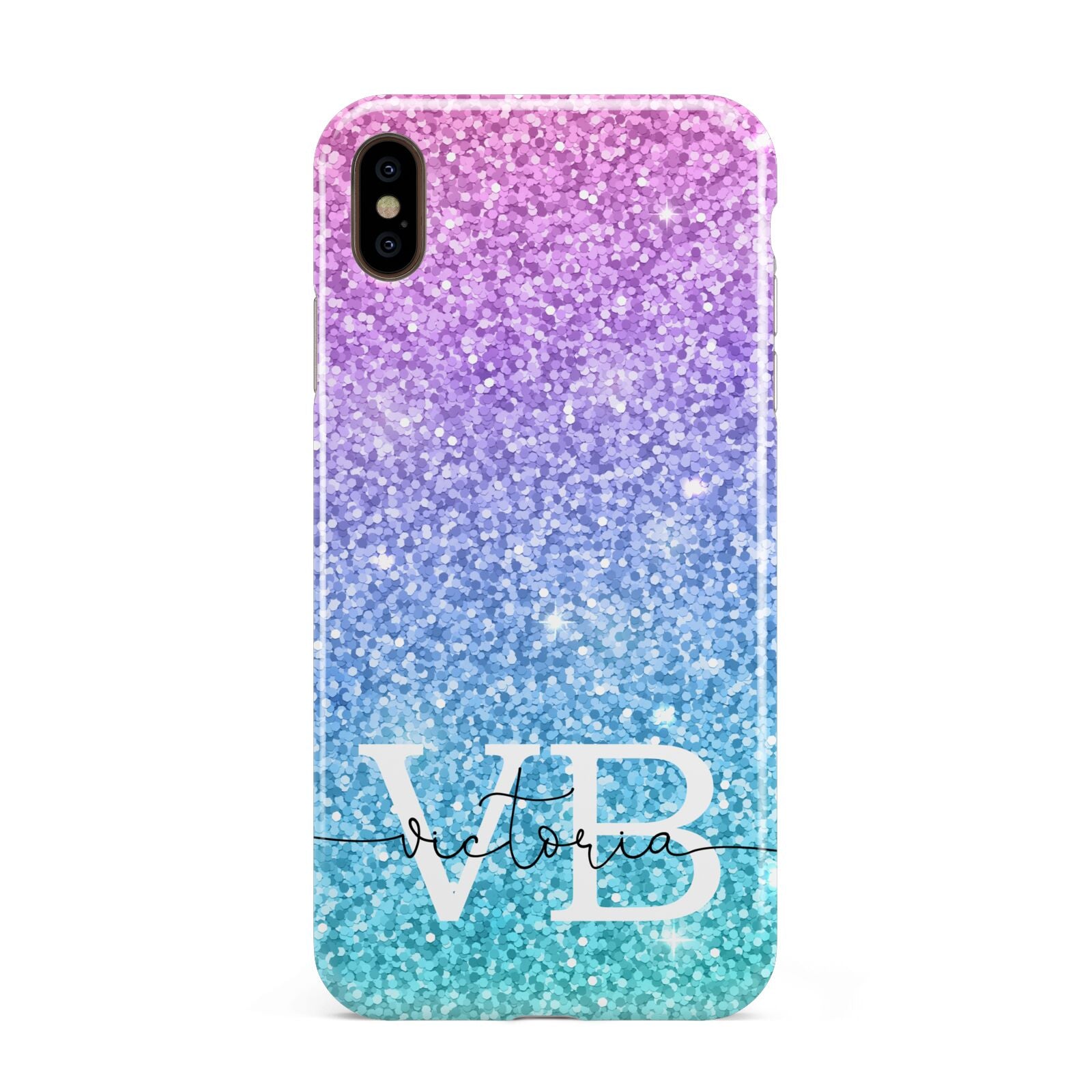 Monogrammed Multi Colour Glitter Name Apple iPhone Xs Max 3D Tough Case