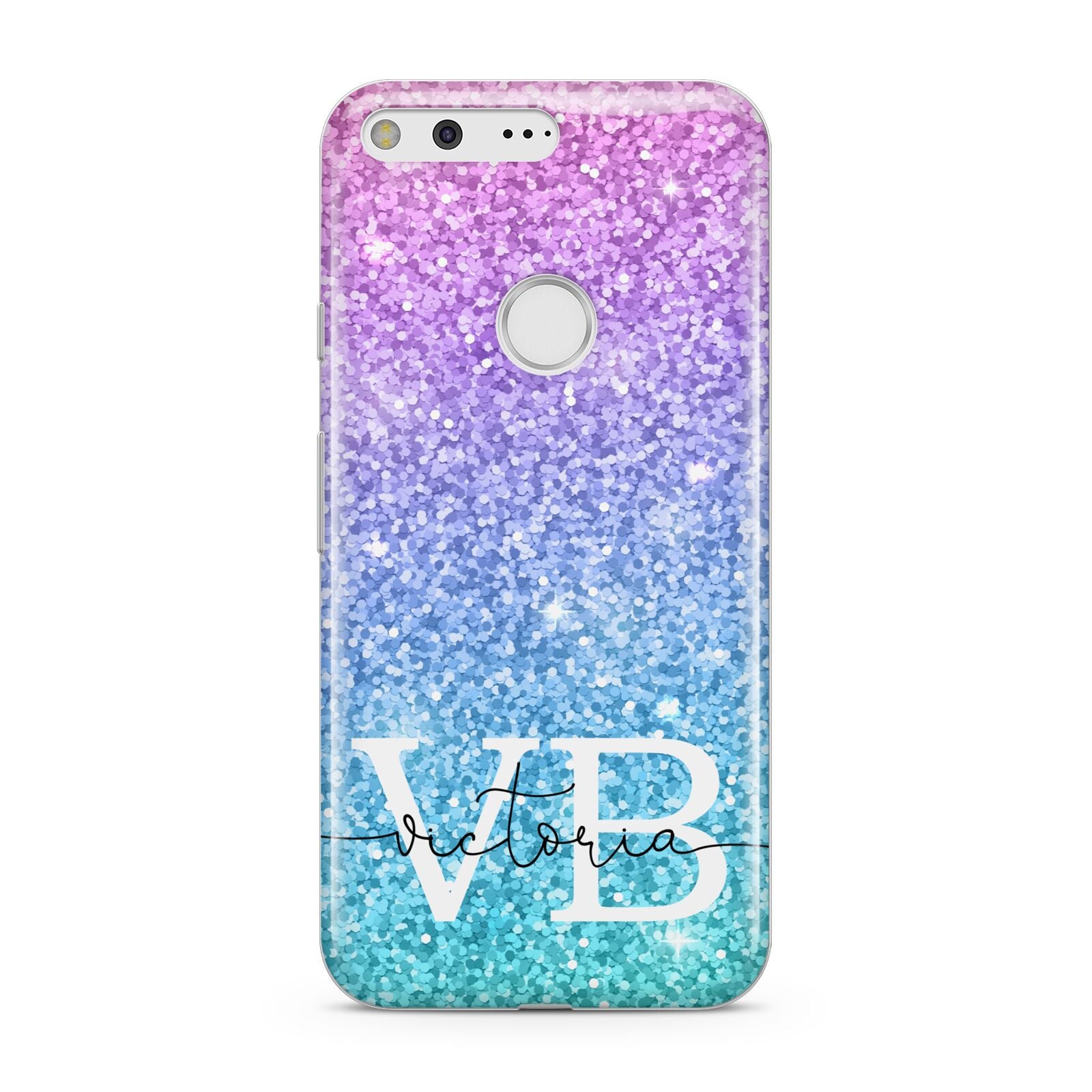 Monogrammed Multi Colour Glitter Name Google Pixel Case