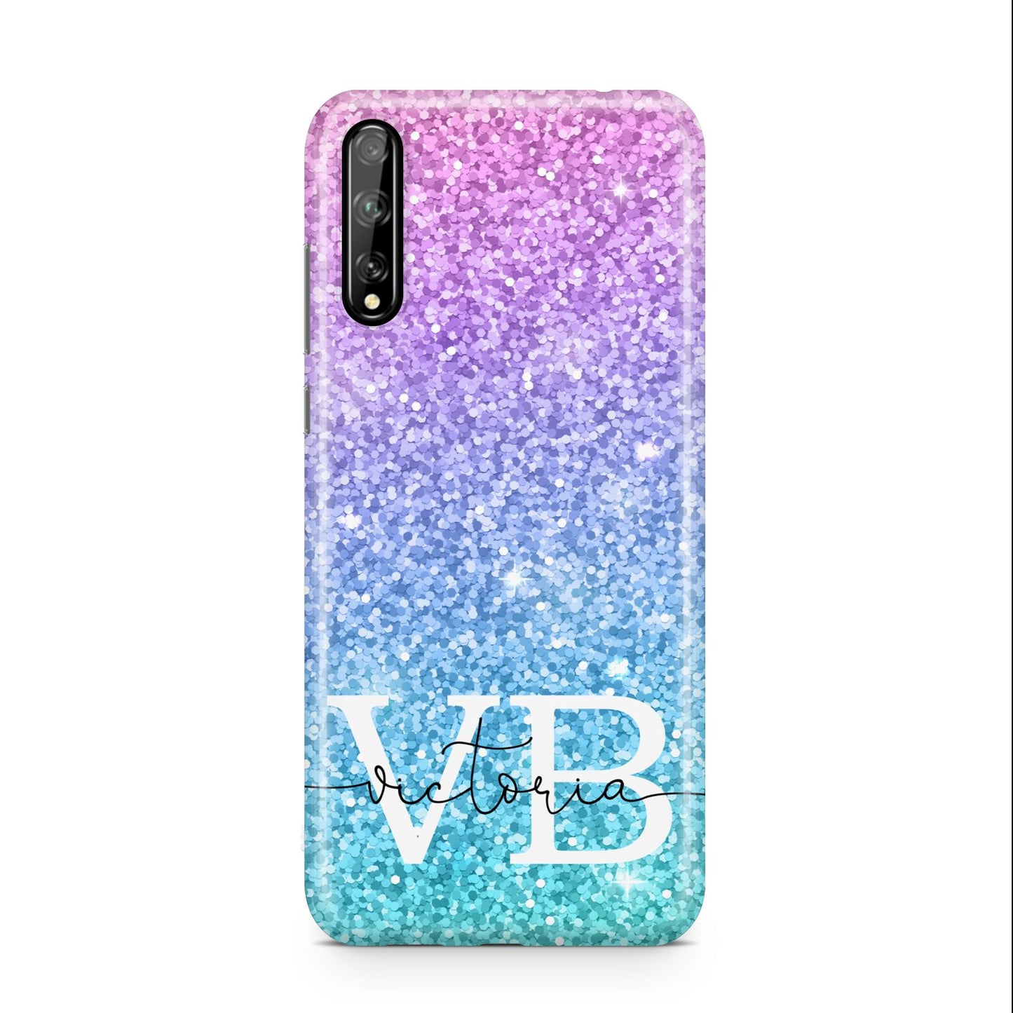 Monogrammed Multi Colour Glitter Name Huawei Enjoy 10s Phone Case