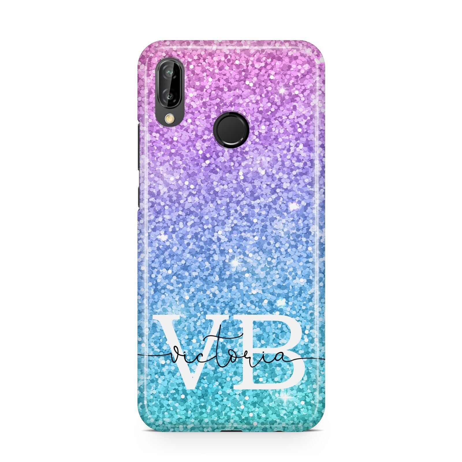 Monogrammed Multi Colour Glitter Name Huawei P20 Lite Phone Case